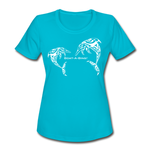 Women's Dolphin Moisture Wicking Performance T-Shirt - turquoise