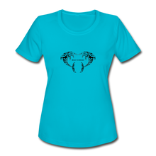 Load image into Gallery viewer, Women&#39;s Dolphin Heart Moisture Wicking Performance T-Shirt - turquoise