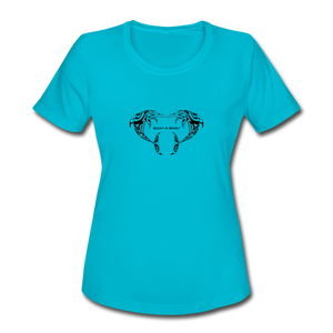 Women's Dolphin Heart Moisture Wicking Performance T-Shirt - turquoise