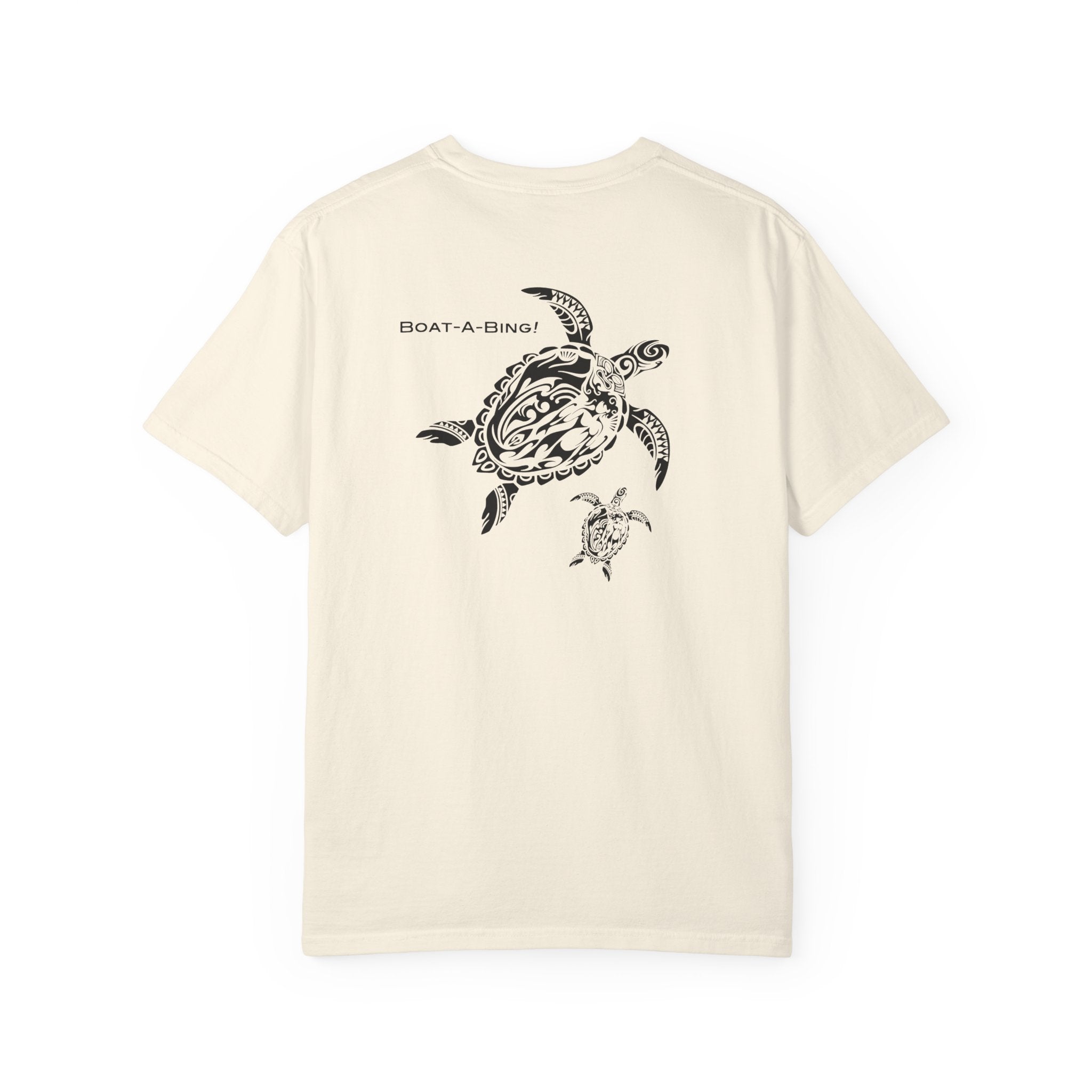Boat-A-Bing Mama Turtle sea turtle garment-dyed cotton boating tee, back print