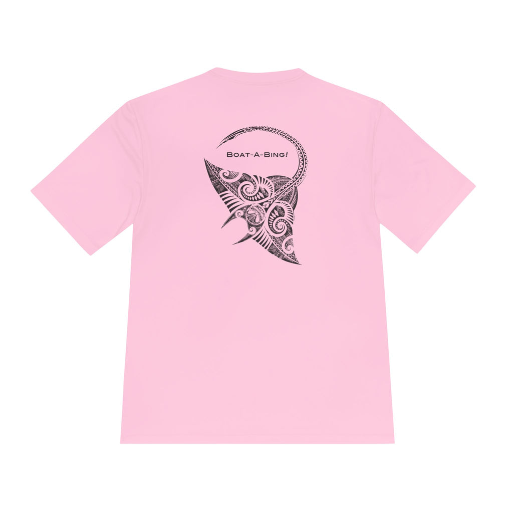 Boat-A-Bing Bing Ray stingray moisture-wicking performance boating tee, back print