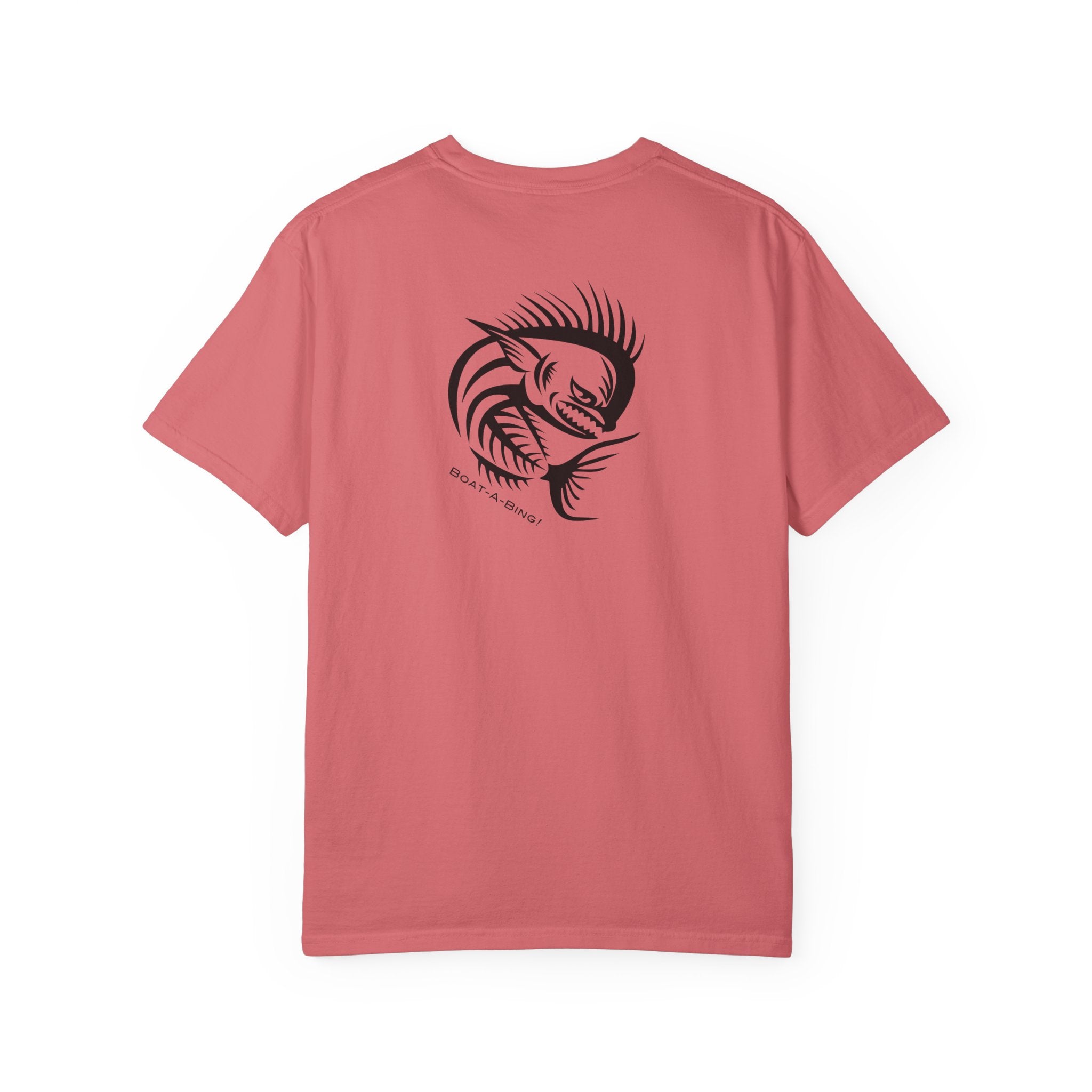 Boat-A-Bing Angry Mahi garment-dyed cotton boating and fishing tee, back print