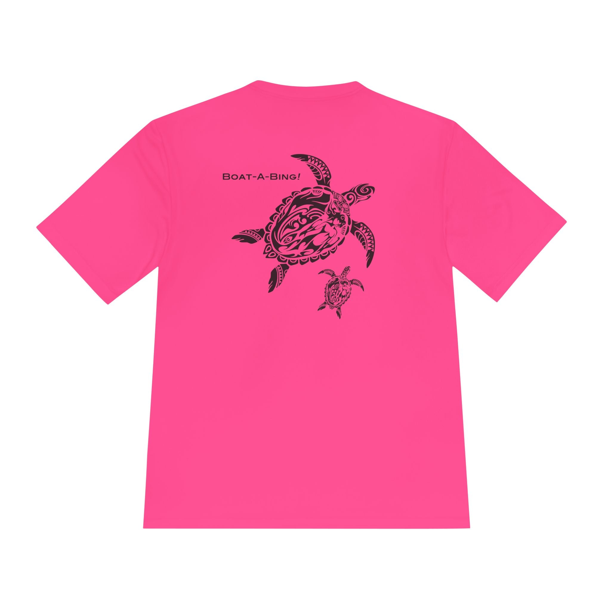 Boat-A-Bing Mama Turtle sea turtle moisture-wicking performance boating tee, back print