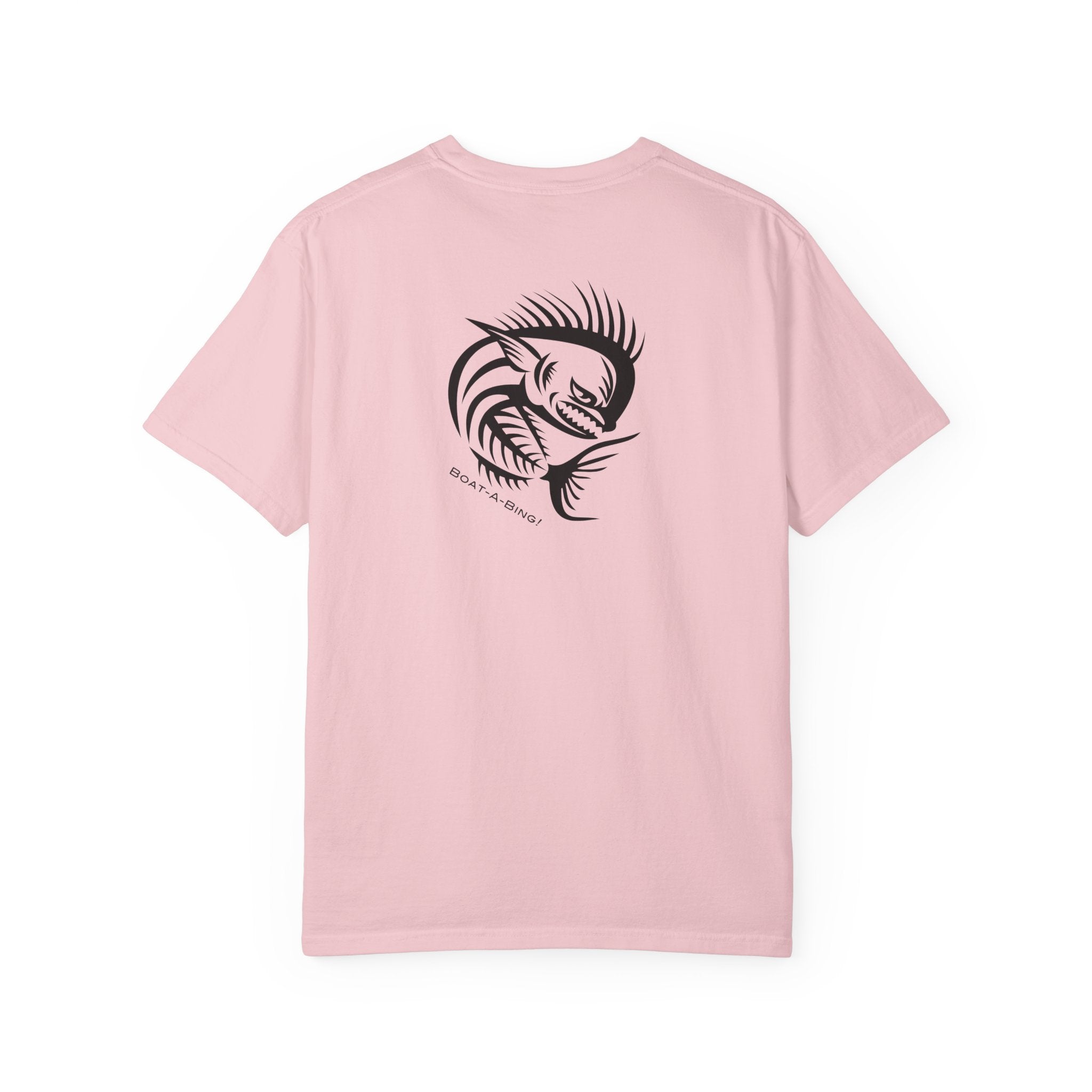 Boat-A-Bing Angry Mahi garment-dyed cotton boating and fishing tee, back print