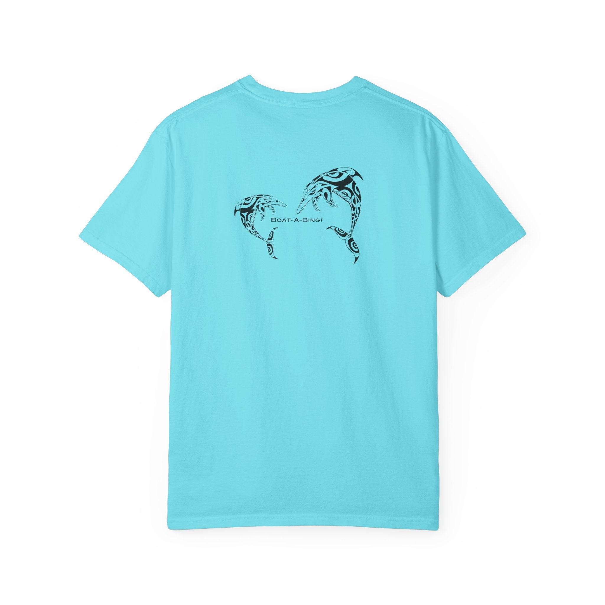 Boat-A-Bing dolphins garment-dyed cotton boating tee, back print