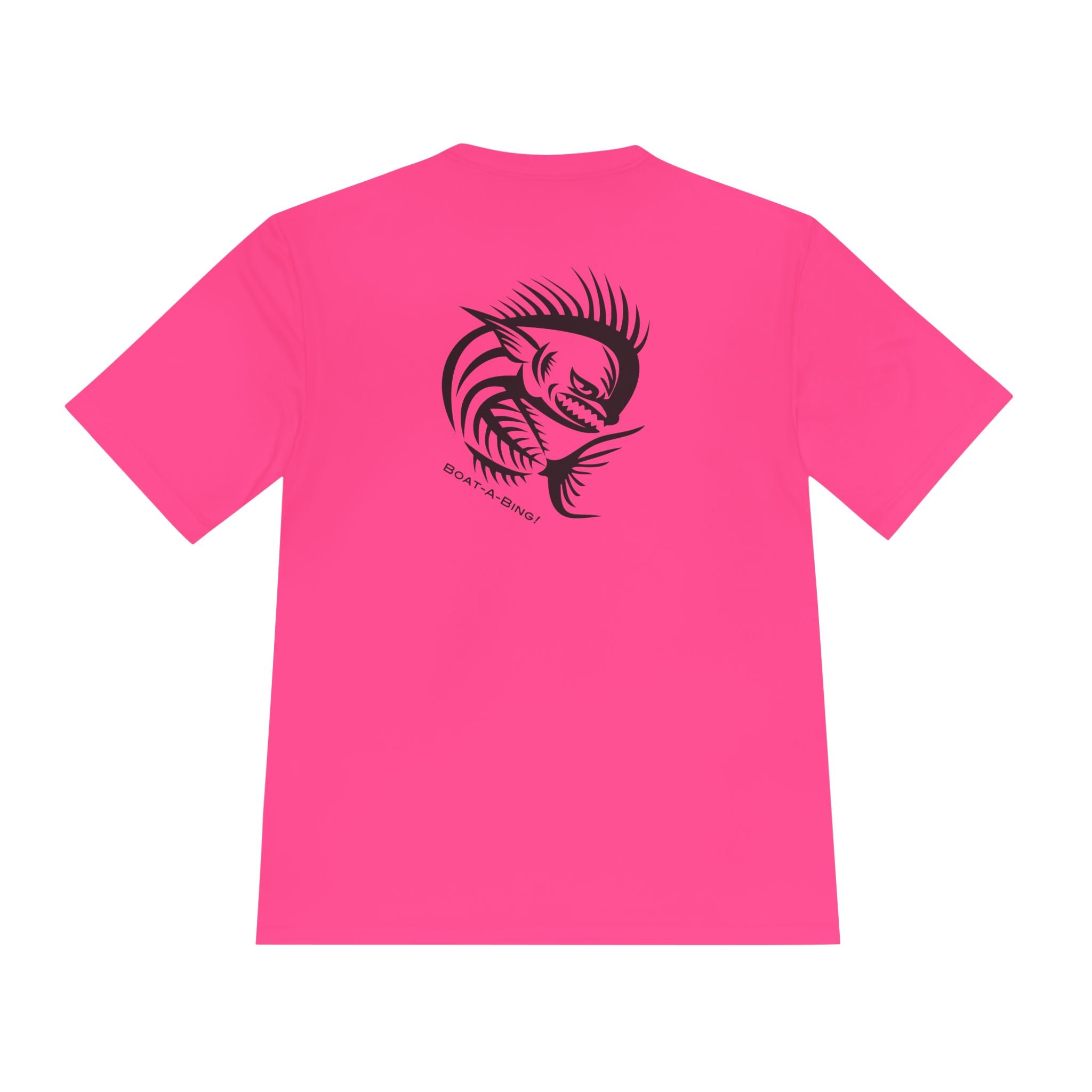 Boat-A-Bing Angry Mahi moisture-wicking performance fishing tee, back print