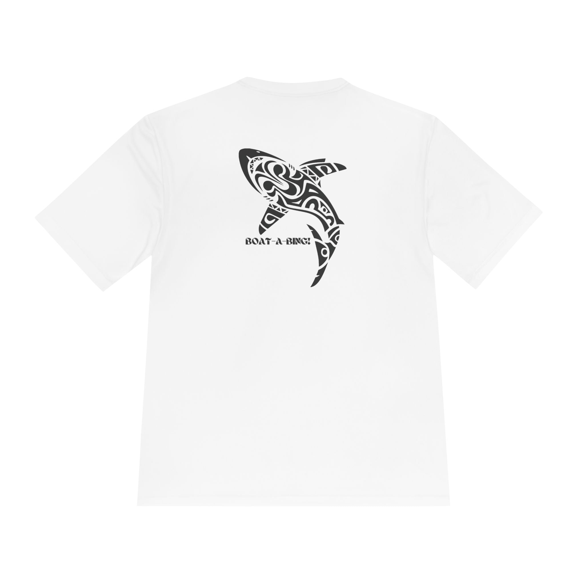 Boat-A-Bing Tiki Shark moisture-wicking performance boating tee, back print