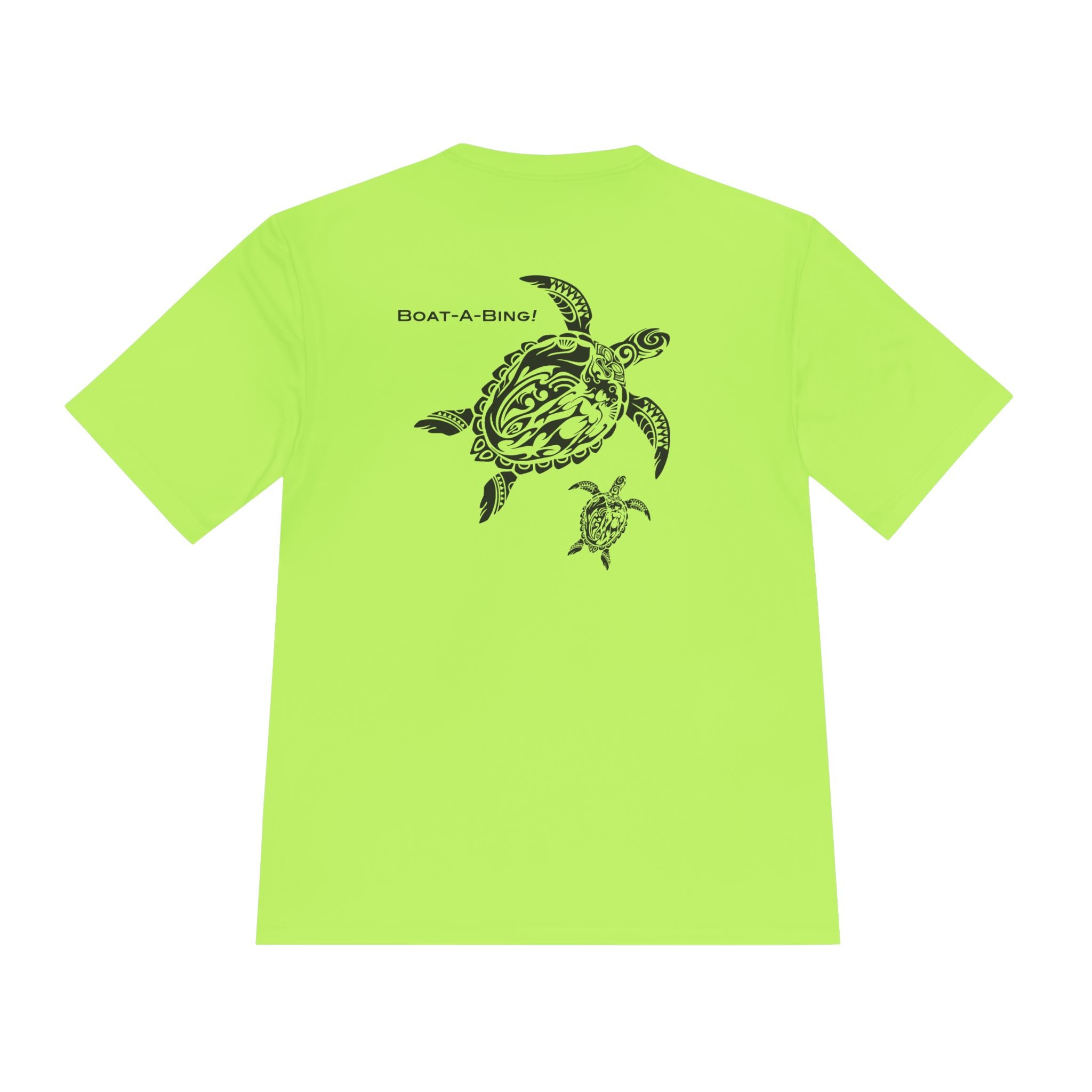 Boat-A-Bing Mama Turtle sea turtle moisture-wicking performance boating tee, back print