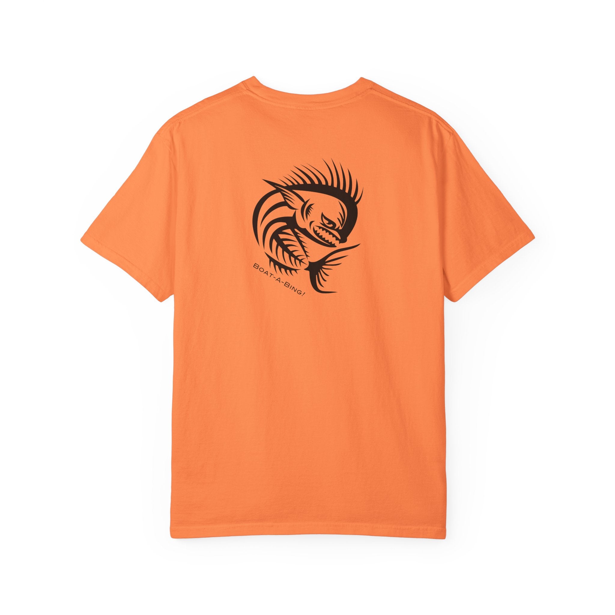 Boat-A-Bing Angry Mahi garment-dyed cotton boating and fishing tee, back print
