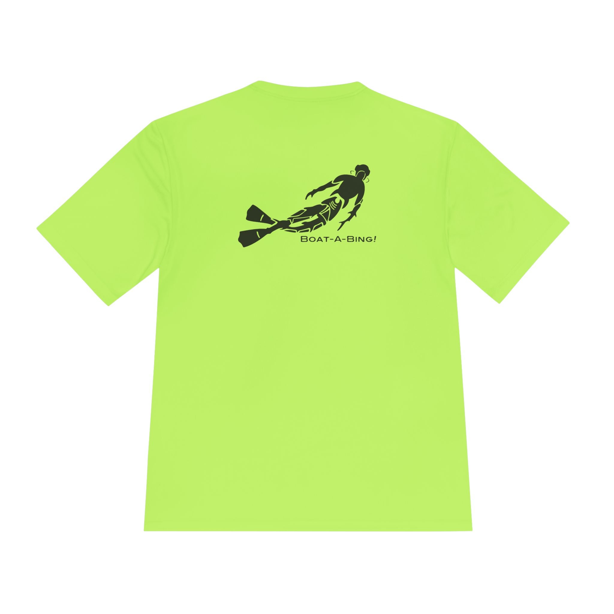 Boat-A-Bing Bottom Time diver moisture-wicking performance boating tee, back print