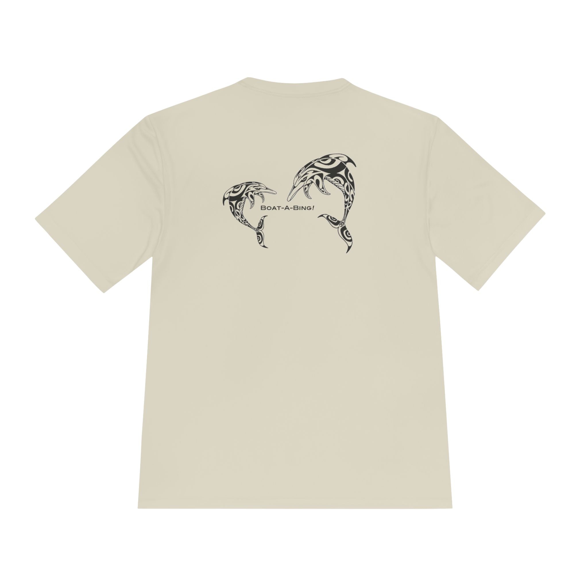 Boat-A-Bing dolphins moisture-wicking performance boating tee, back print