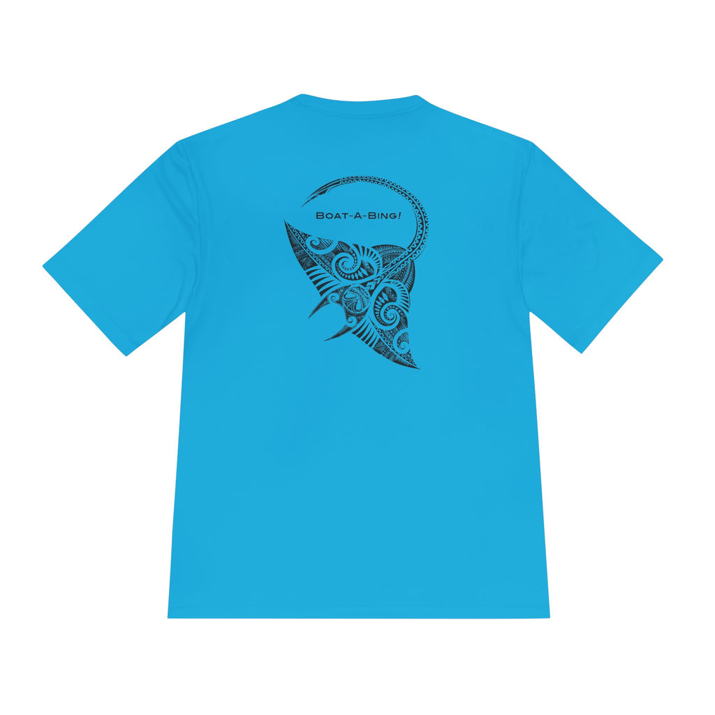 Boat-A-Bing Bing Ray stingray moisture-wicking performance boating tee, back print