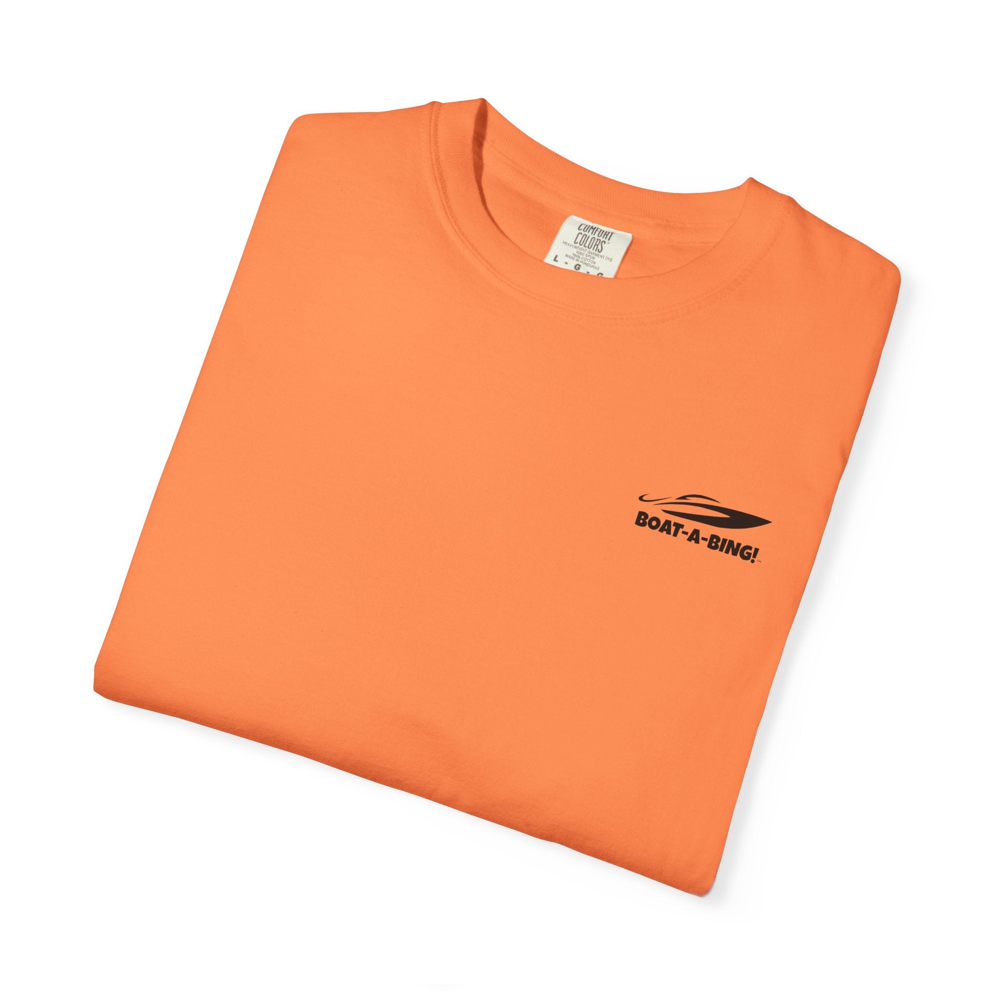 Boat-A-Bing Angry Mahi garment-dyed cotton boating and fishing tee, back print