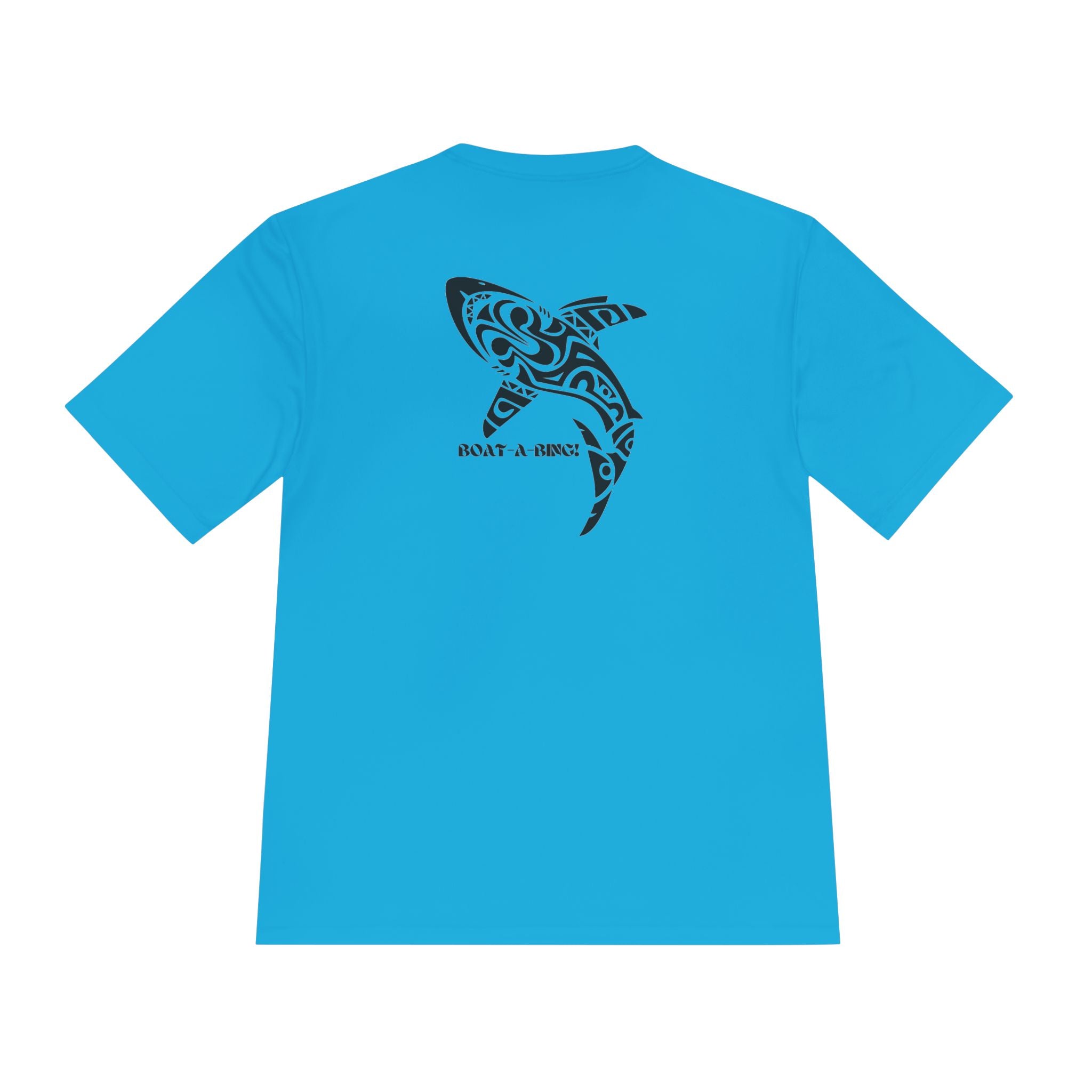 Boat-A-Bing Tiki Shark moisture-wicking performance boating tee, back print