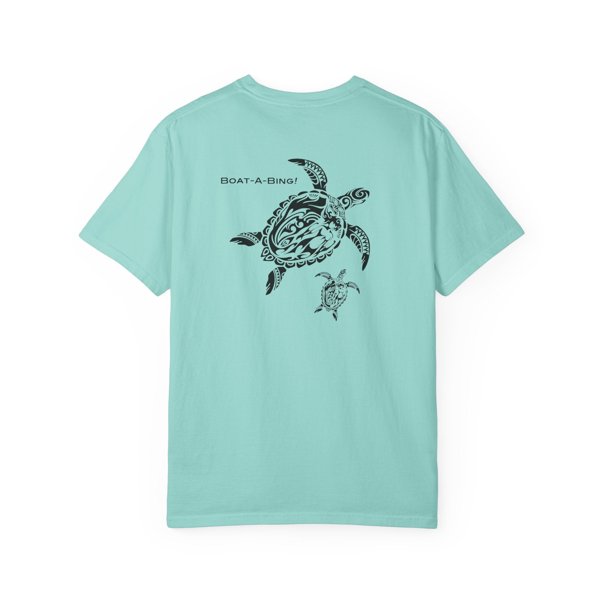 Boat-A-Bing Mama Turtle sea turtle garment-dyed cotton boating tee, back print