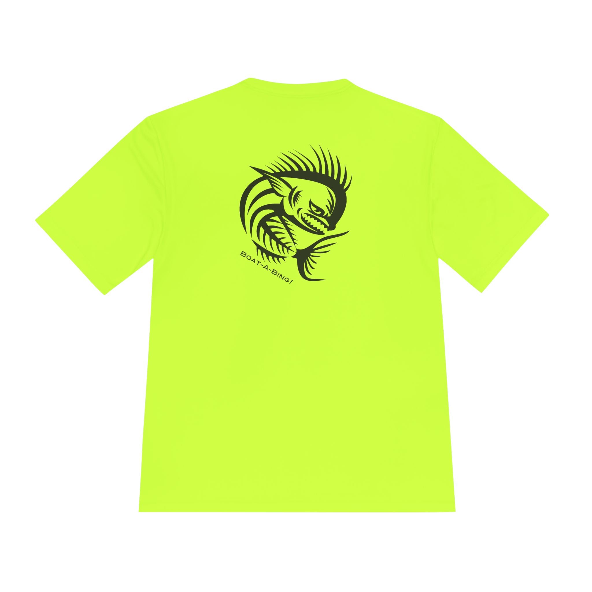 Boat-A-Bing Angry Mahi moisture-wicking performance fishing tee, back print
