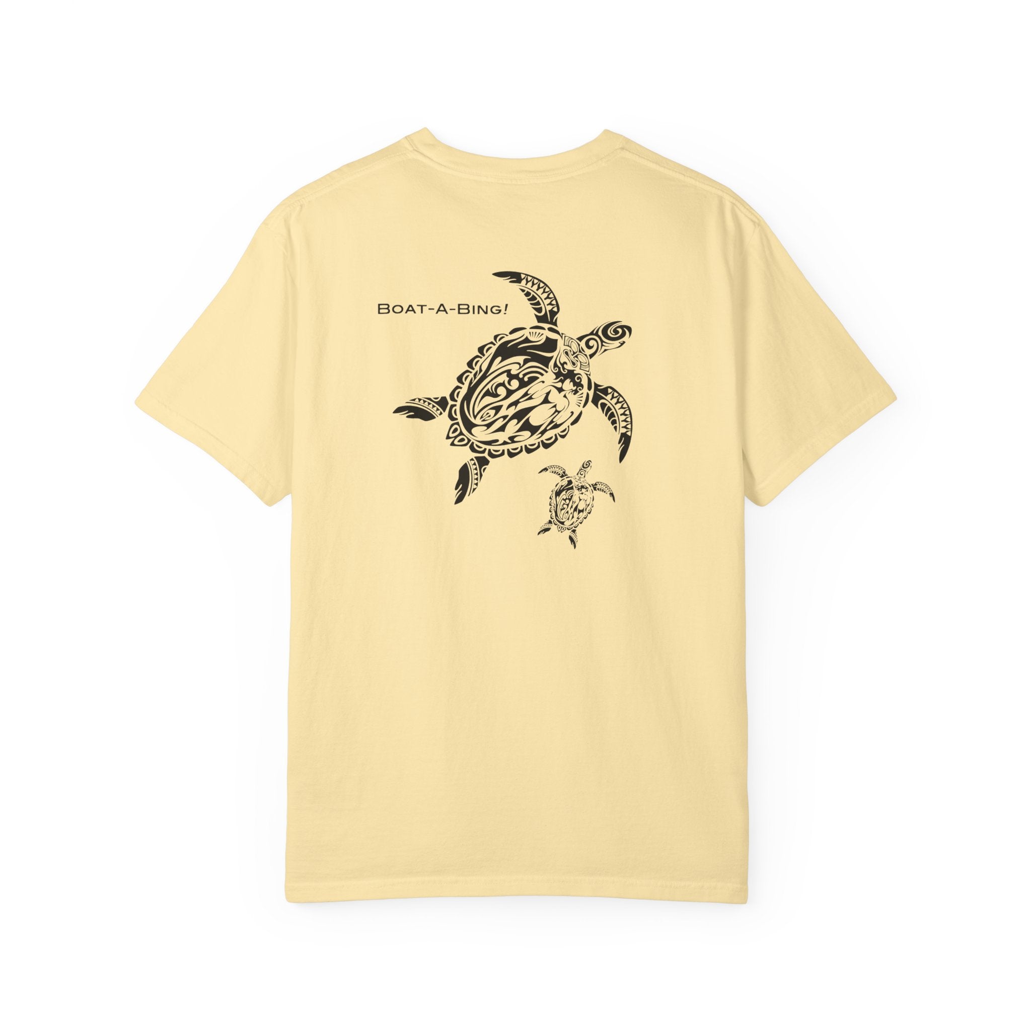 Boat-A-Bing Mama Turtle sea turtle garment-dyed cotton boating tee, back print