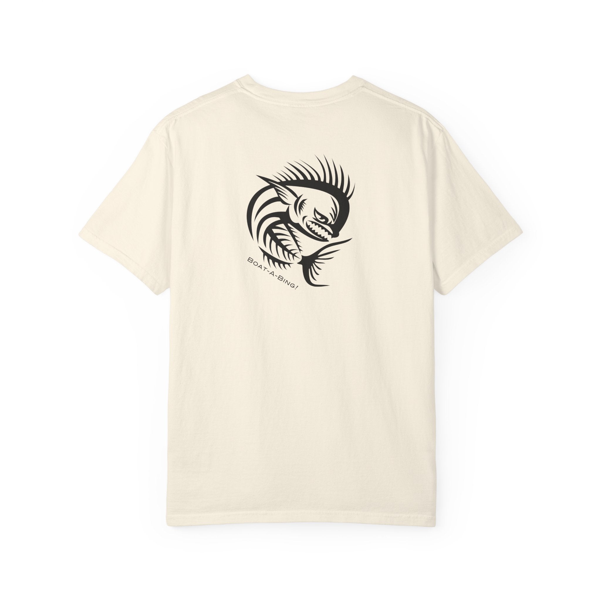 Boat-A-Bing Angry Mahi garment-dyed cotton boating and fishing tee, back print