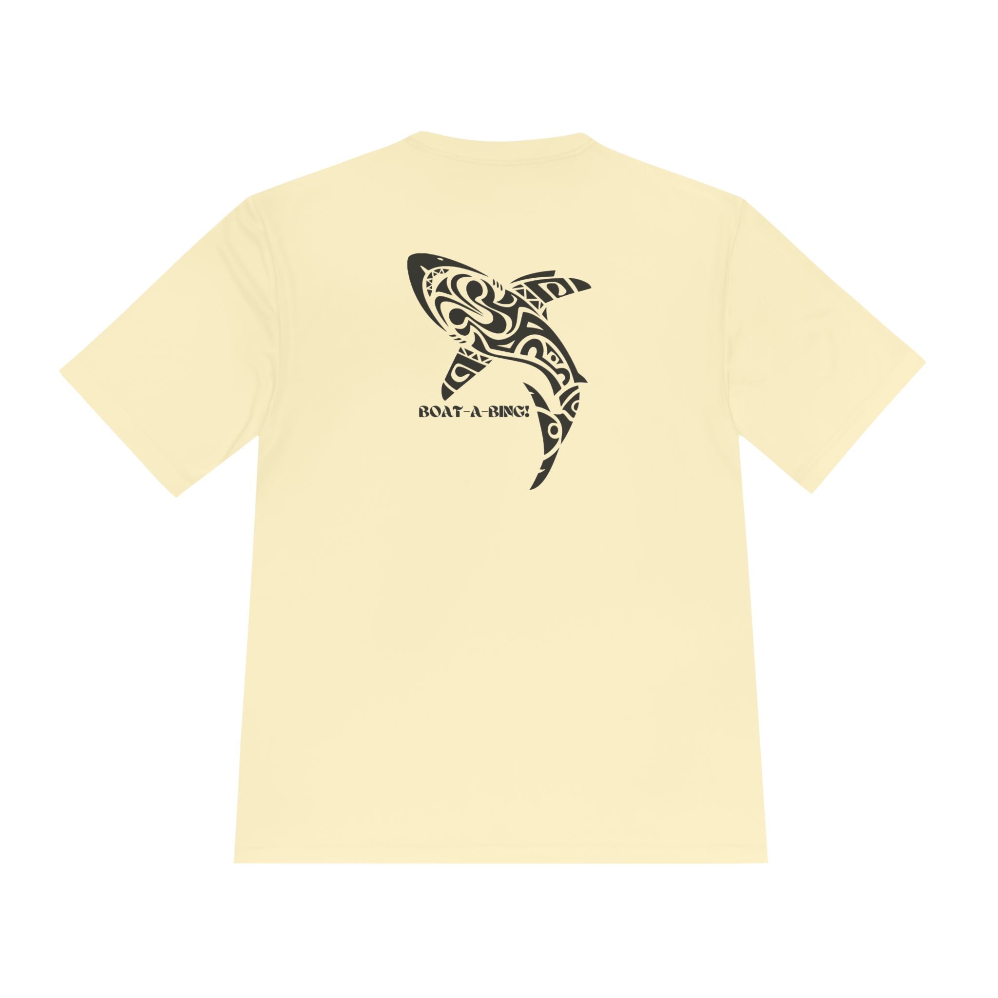 Boat-A-Bing Tiki Shark moisture-wicking performance boating tee, back print