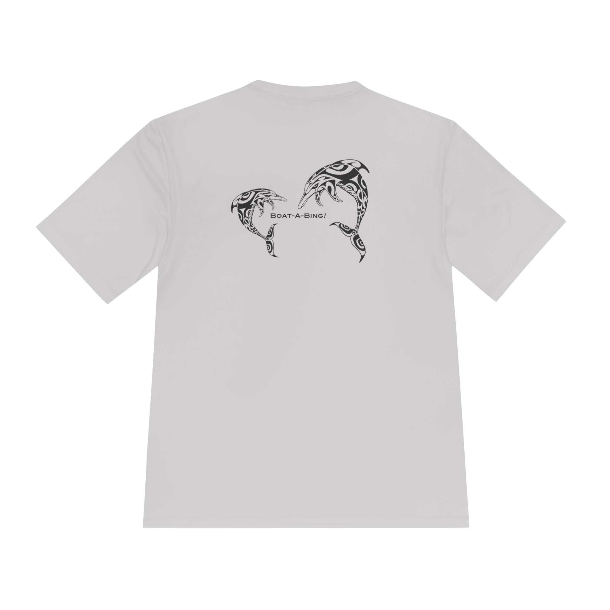 Boat-A-Bing dolphins moisture-wicking performance boating tee, back print