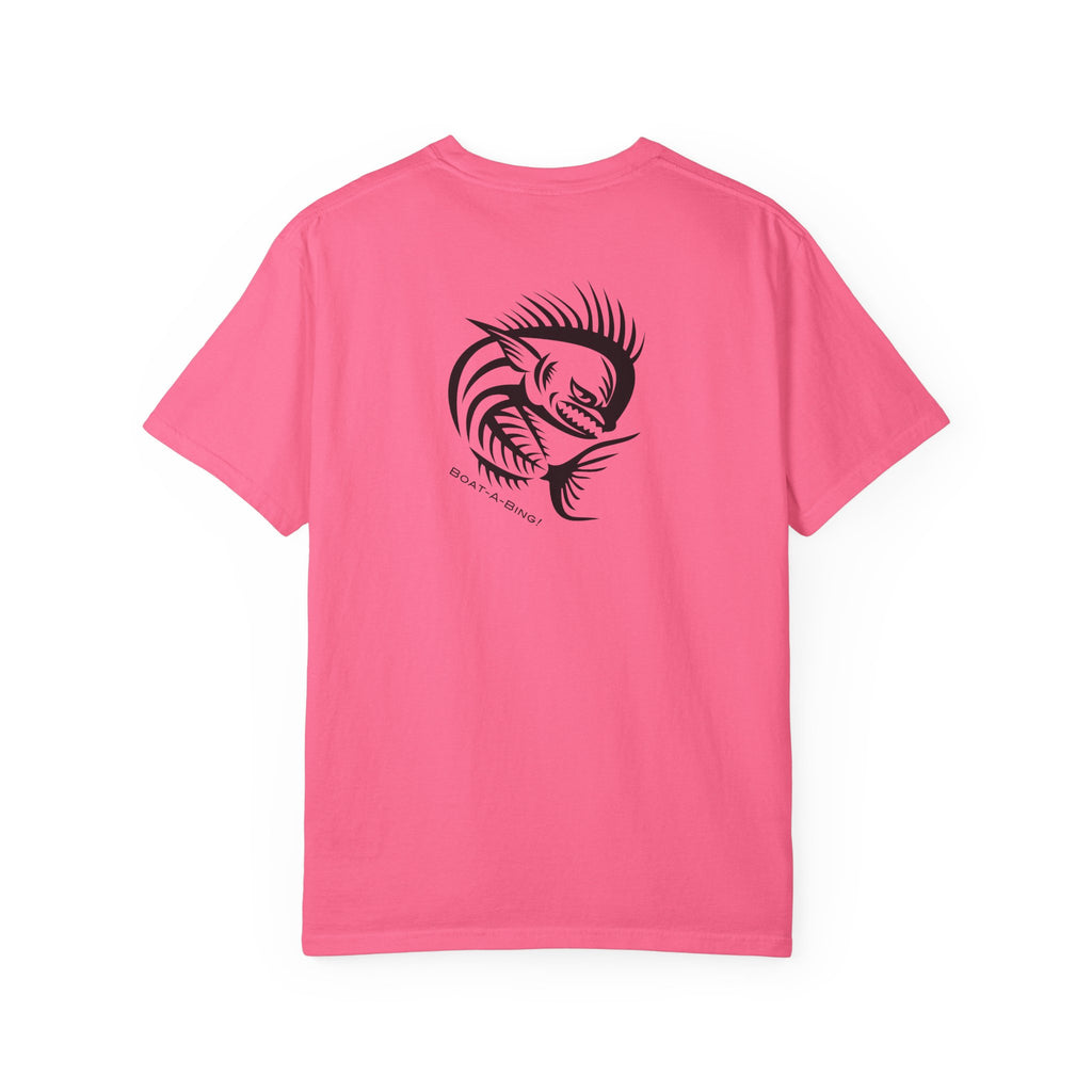 Boat-A-Bing Angry Mahi garment-dyed cotton boating and fishing tee, back print