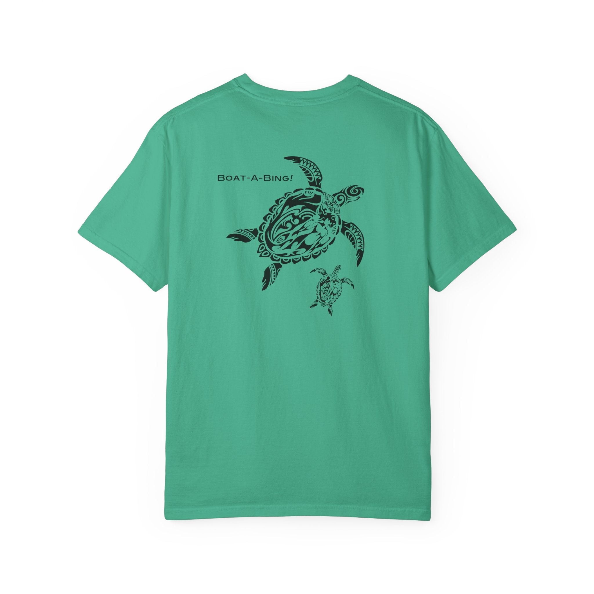 Boat-A-Bing Mama Turtle sea turtle garment-dyed cotton boating tee, back print