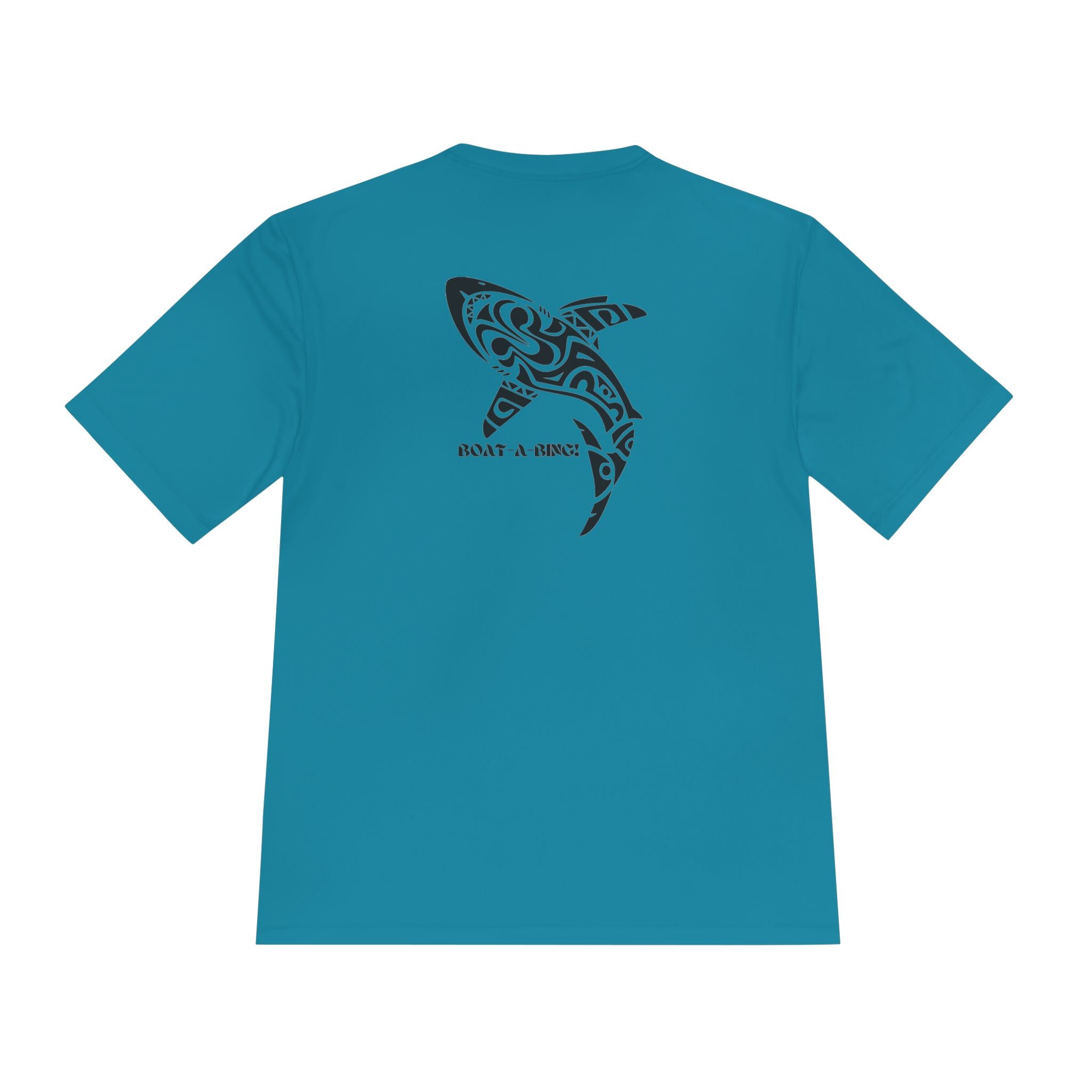 Boat-A-Bing Tiki Shark moisture-wicking performance boating tee, back print
