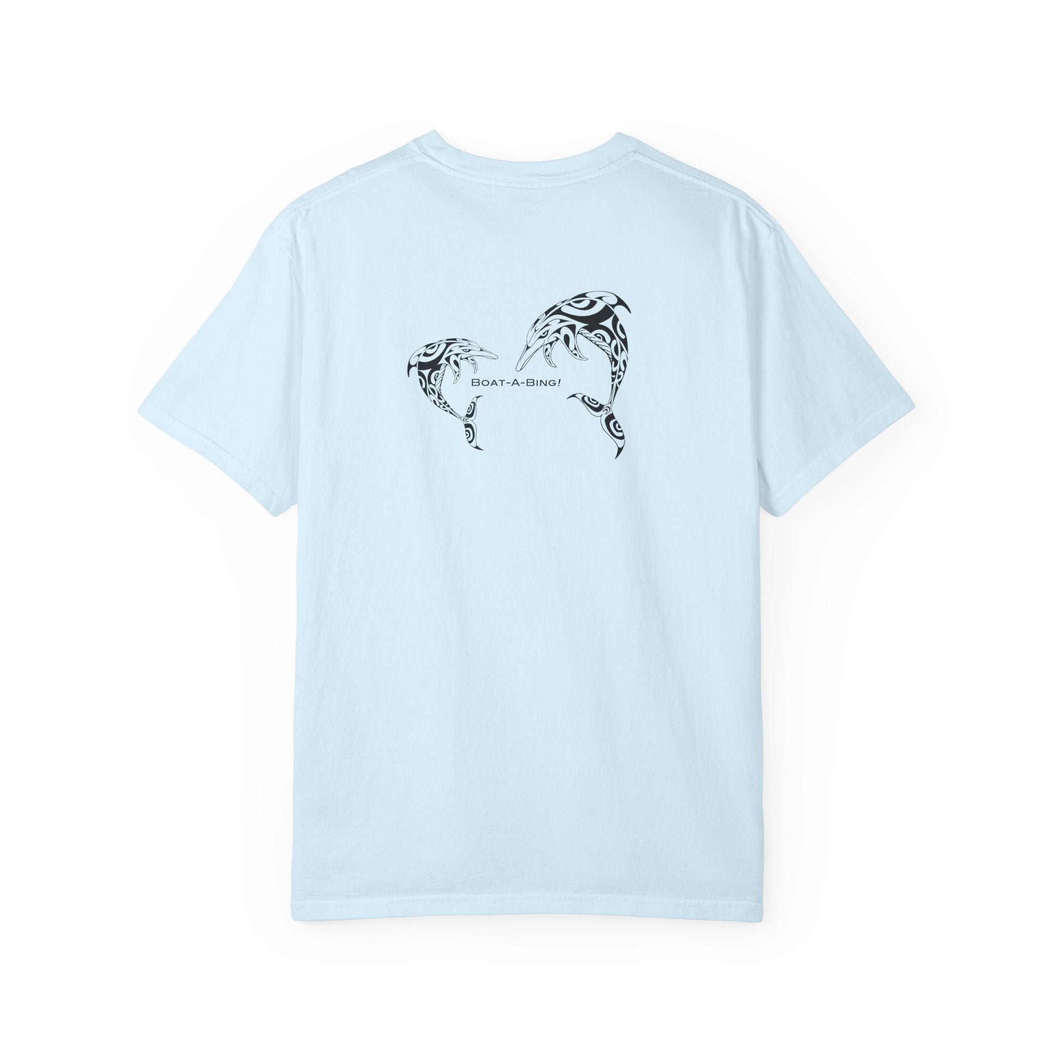 Boat-A-Bing dolphins garment-dyed cotton boating tee, back print