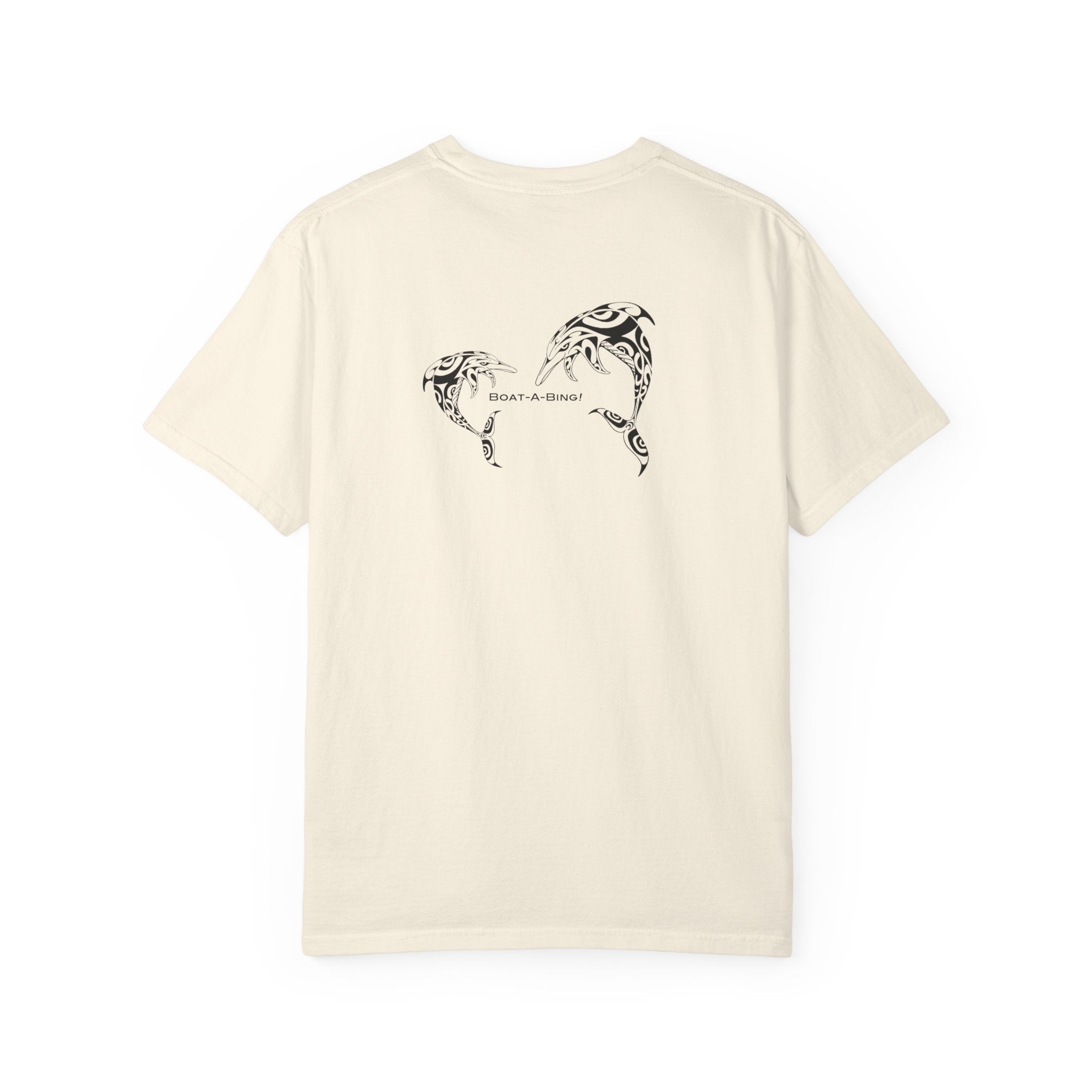 Boat-A-Bing dolphins garment-dyed cotton boating tee, back print