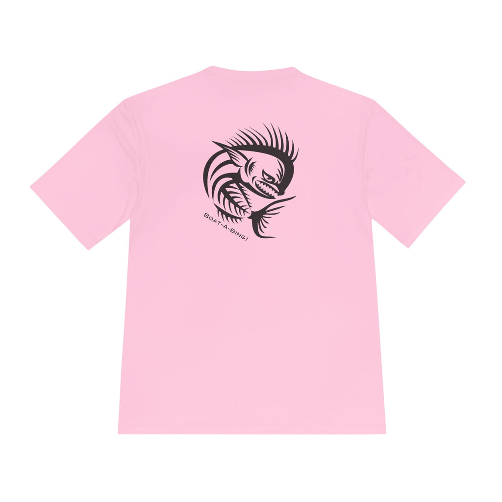 Boat-A-Bing Angry Mahi moisture-wicking performance fishing tee, back print