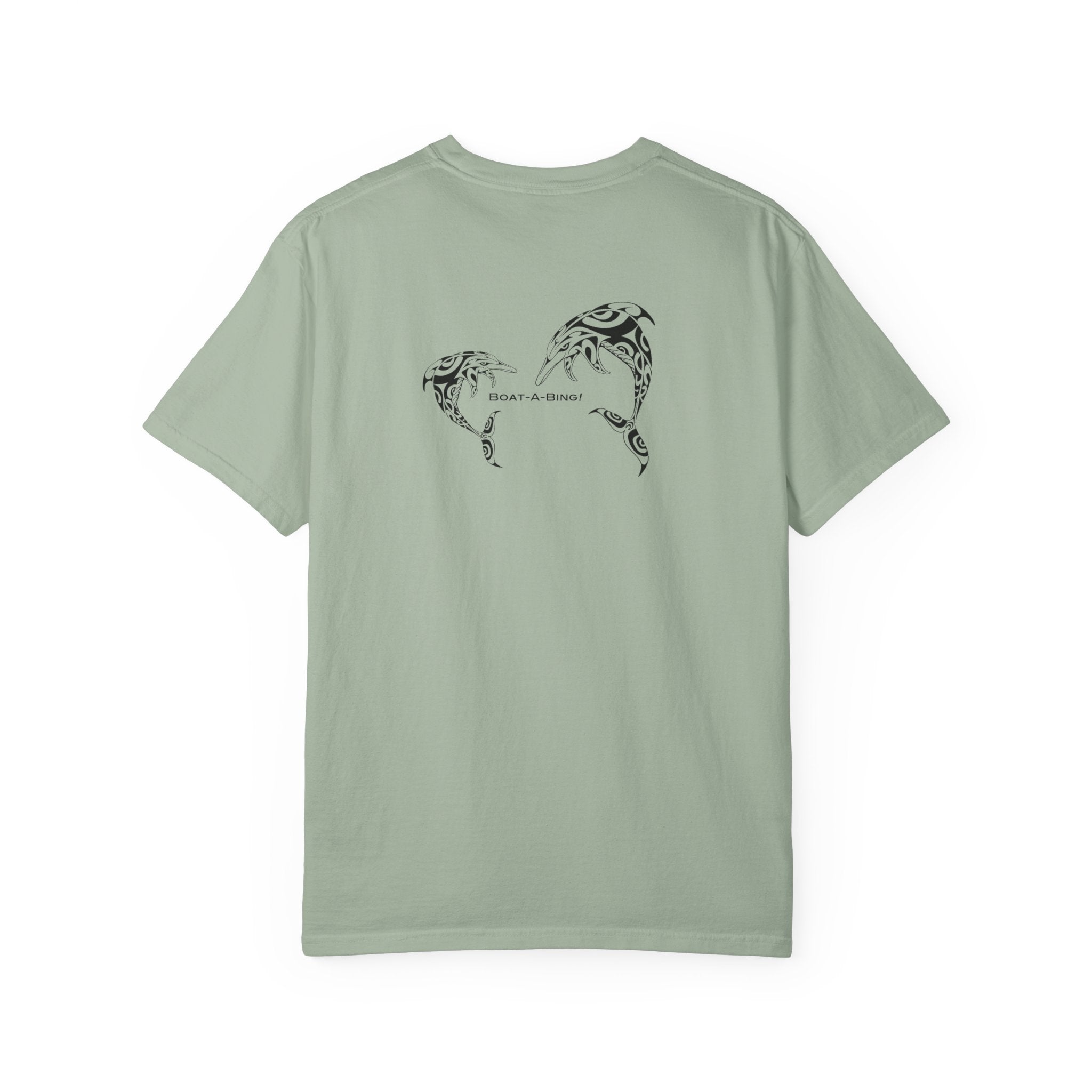 Boat-A-Bing dolphins garment-dyed cotton boating tee, back print