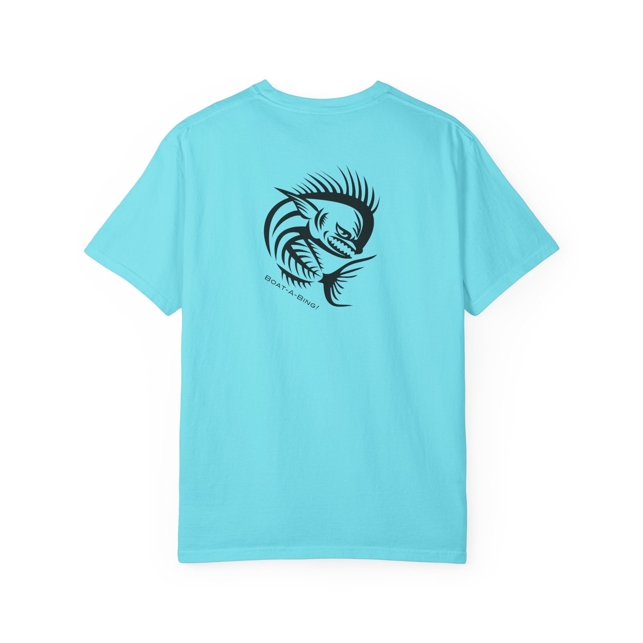 Boat-A-Bing Angry Mahi garment-dyed cotton boating and fishing tee, back print