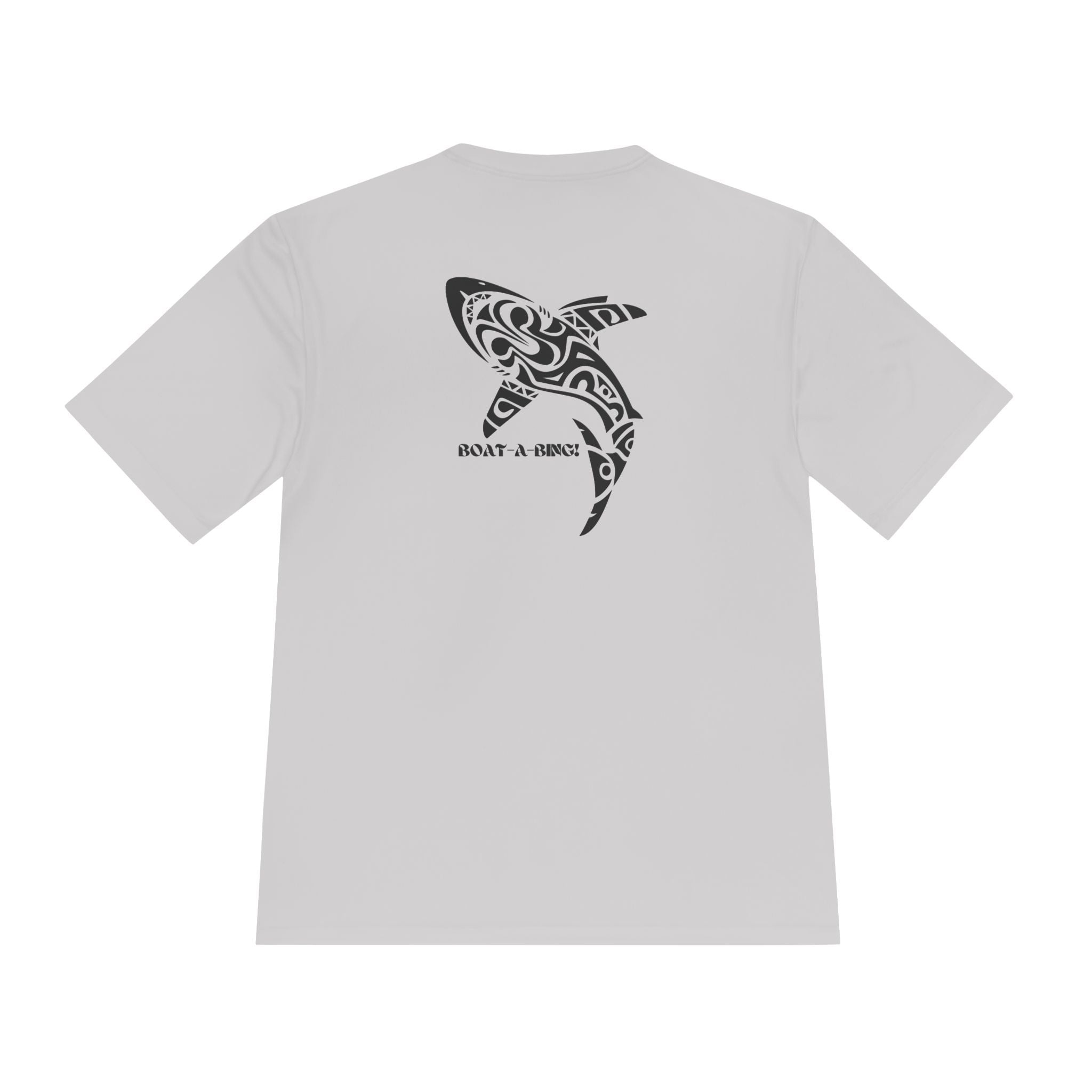 Boat-A-Bing Tiki Shark moisture-wicking performance boating tee, back print
