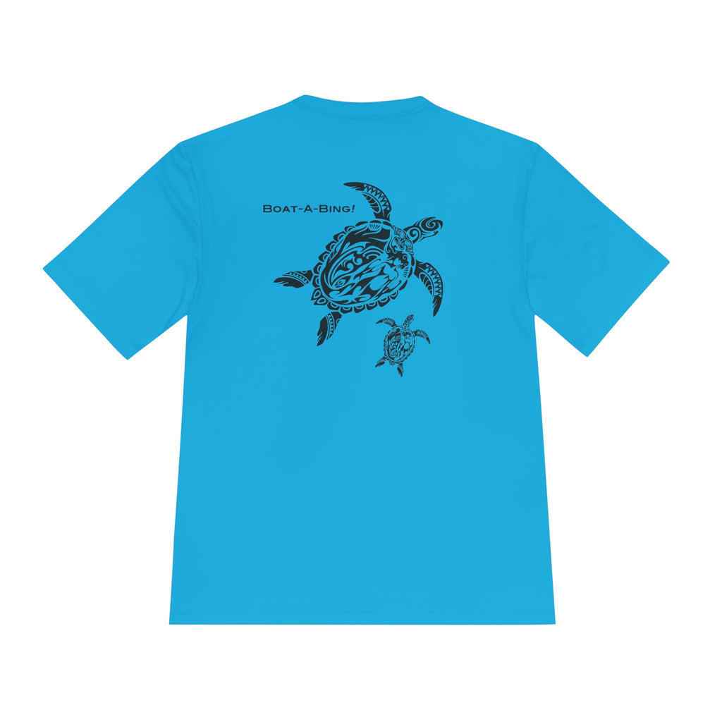 Boat-A-Bing Mama Turtle sea turtle moisture-wicking performance boating tee, back print