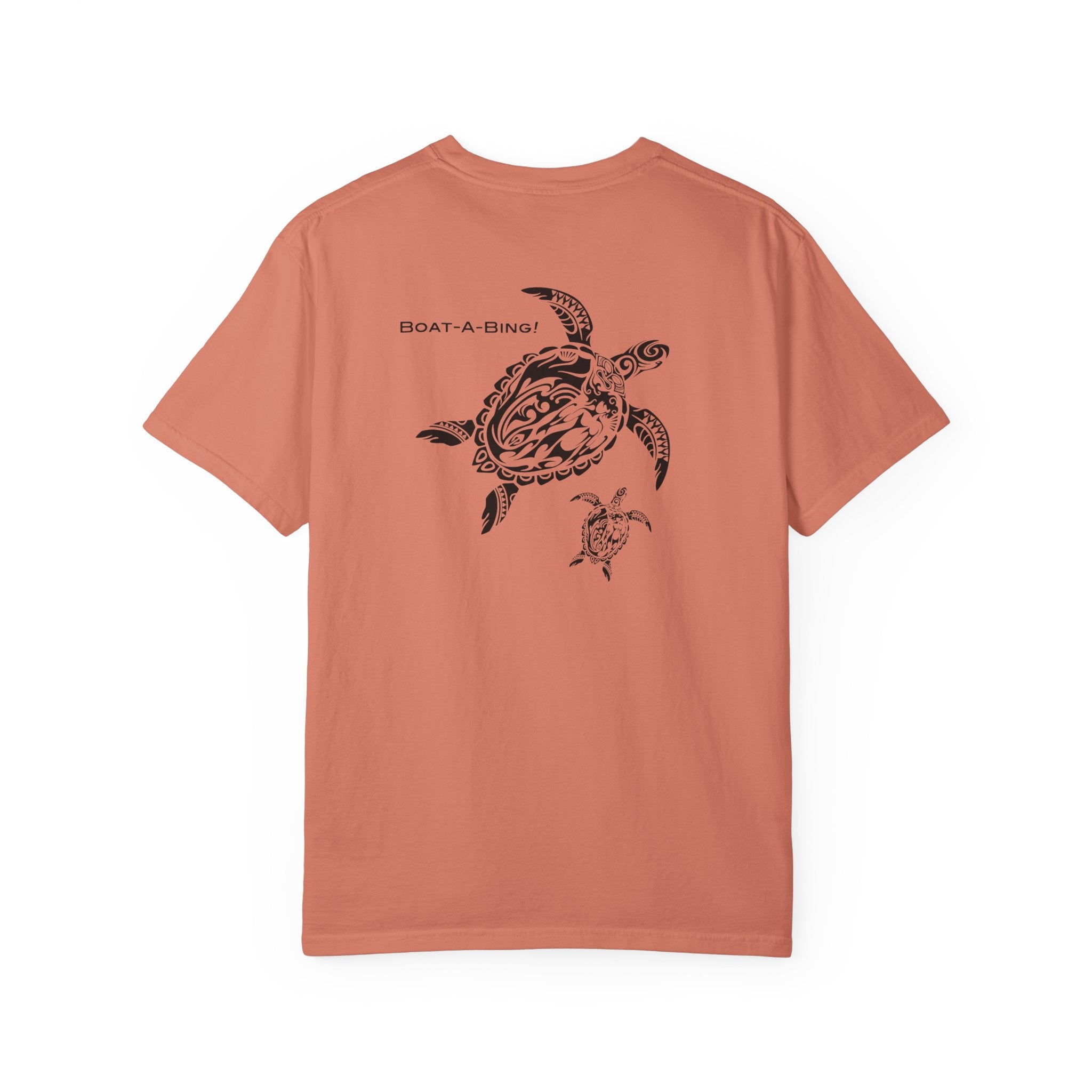 Boat-A-Bing Mama Turtle sea turtle garment-dyed cotton boating tee, back print
