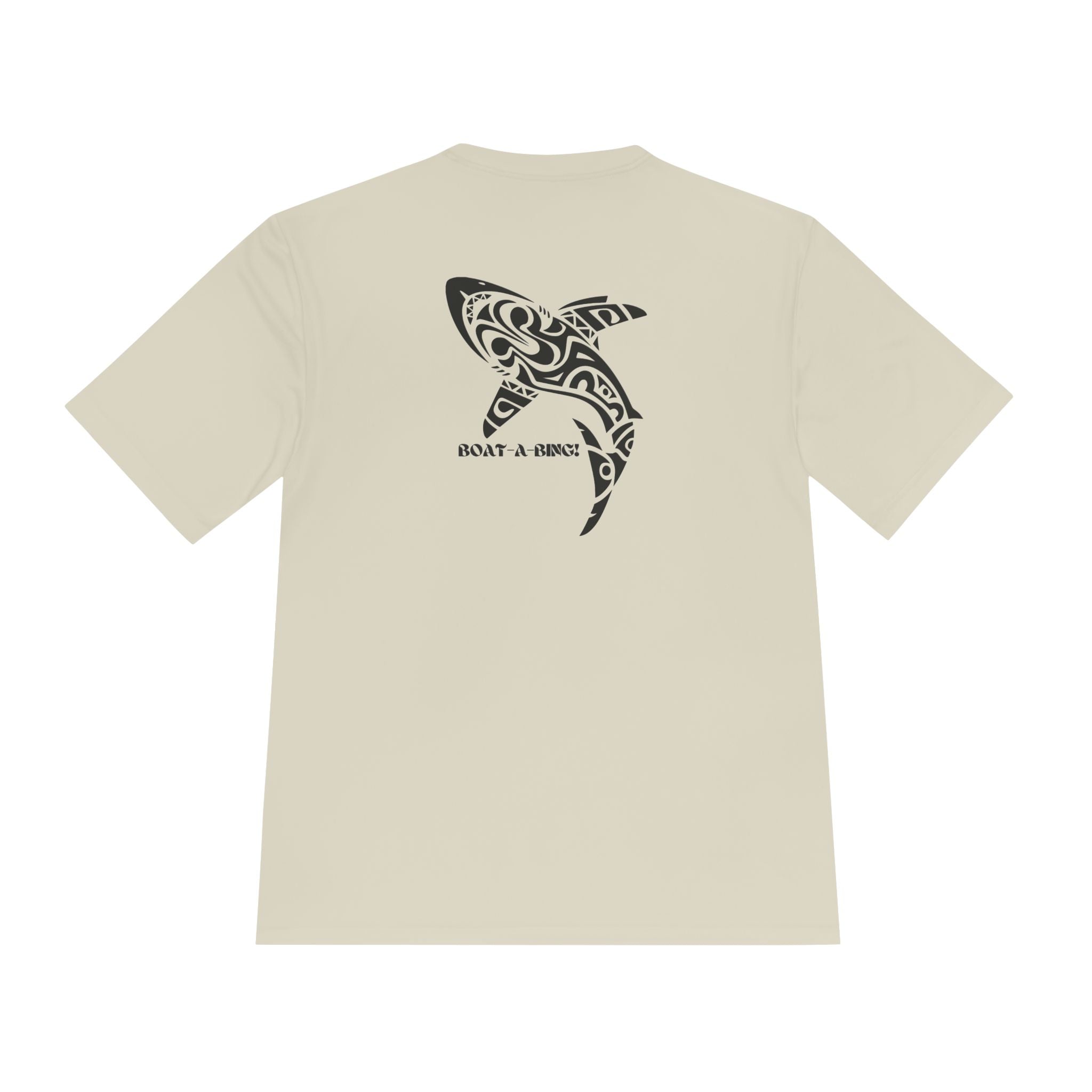 Boat-A-Bing Tiki Shark moisture-wicking performance boating tee, back print