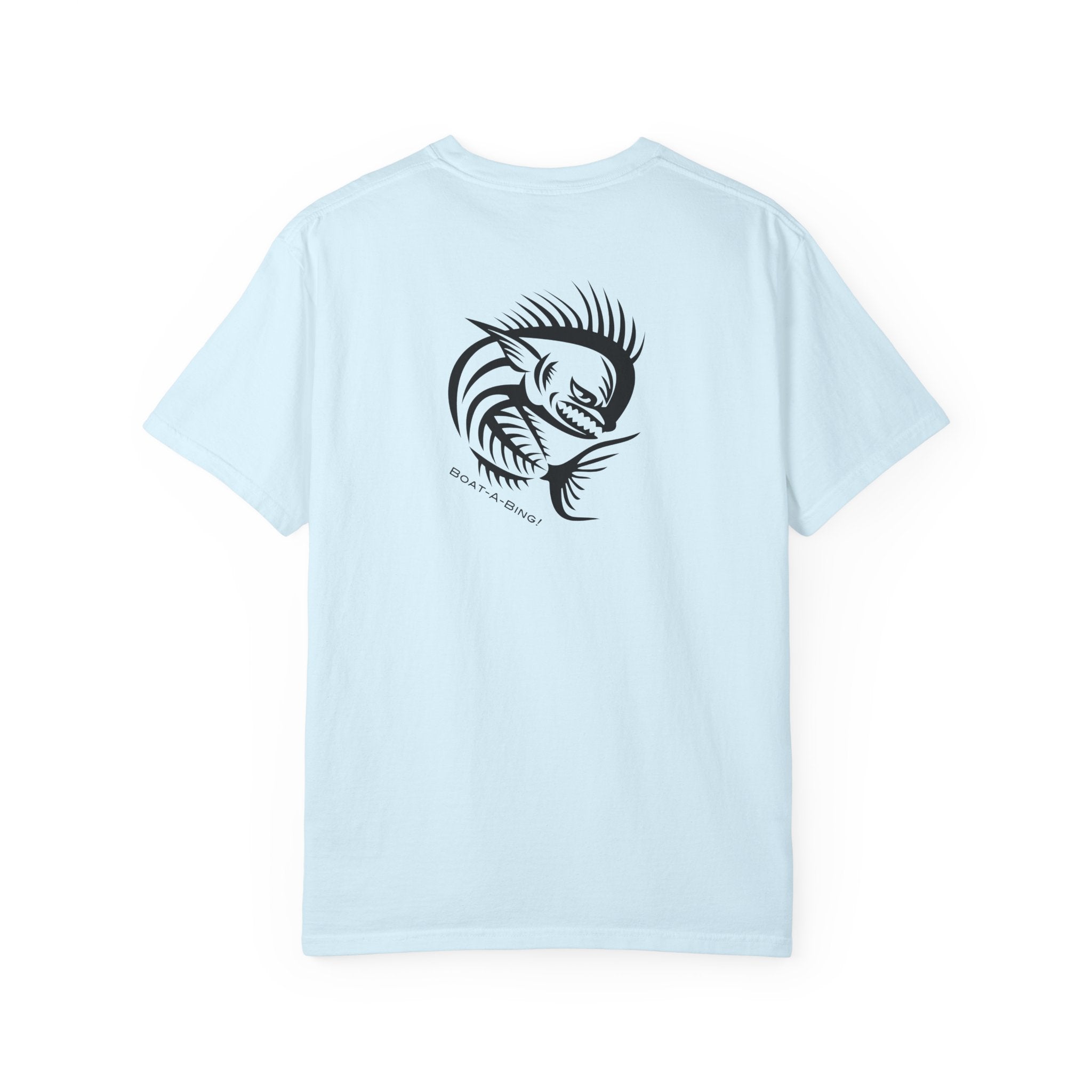 Boat-A-Bing Angry Mahi garment-dyed cotton boating and fishing tee, back print