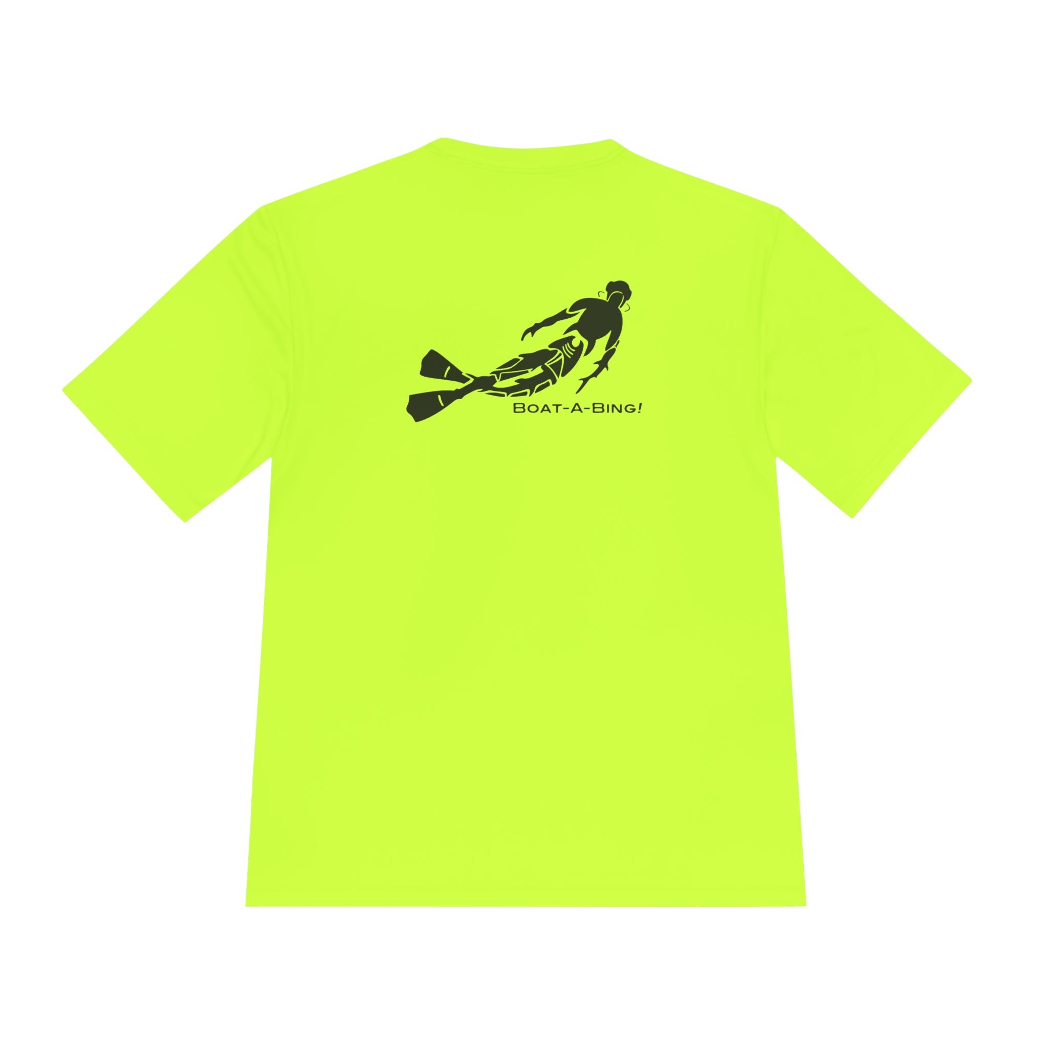 Boat-A-Bing Bottom Time diver moisture-wicking performance boating tee, back print