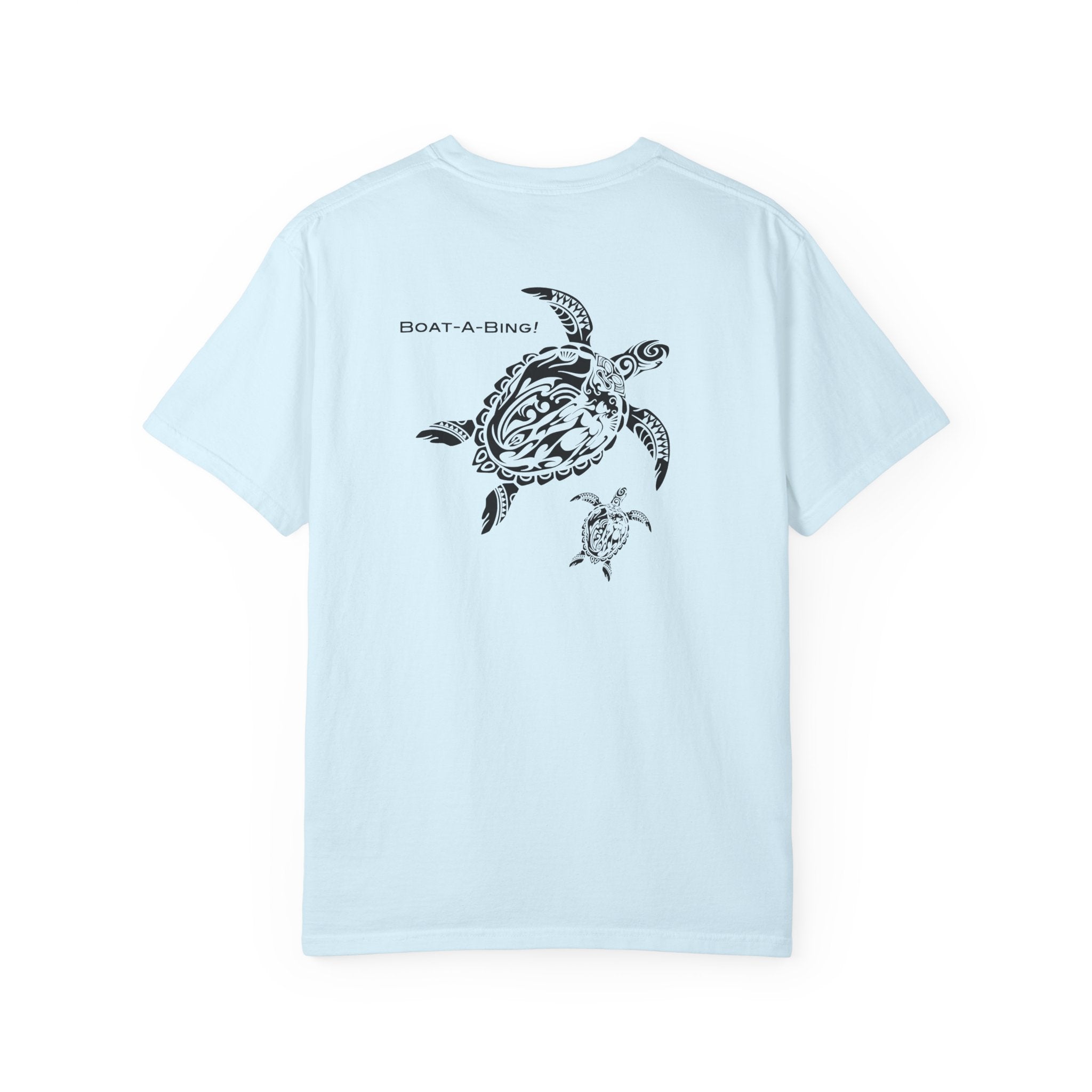 Boat-A-Bing Mama Turtle sea turtle garment-dyed cotton boating tee, back print