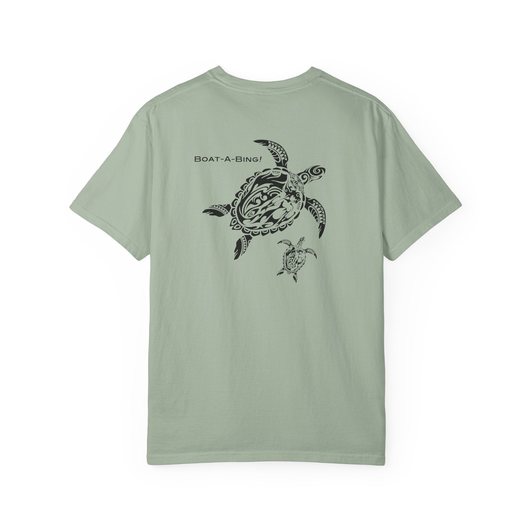 Boat-A-Bing Mama Turtle sea turtle garment-dyed cotton boating tee, back print