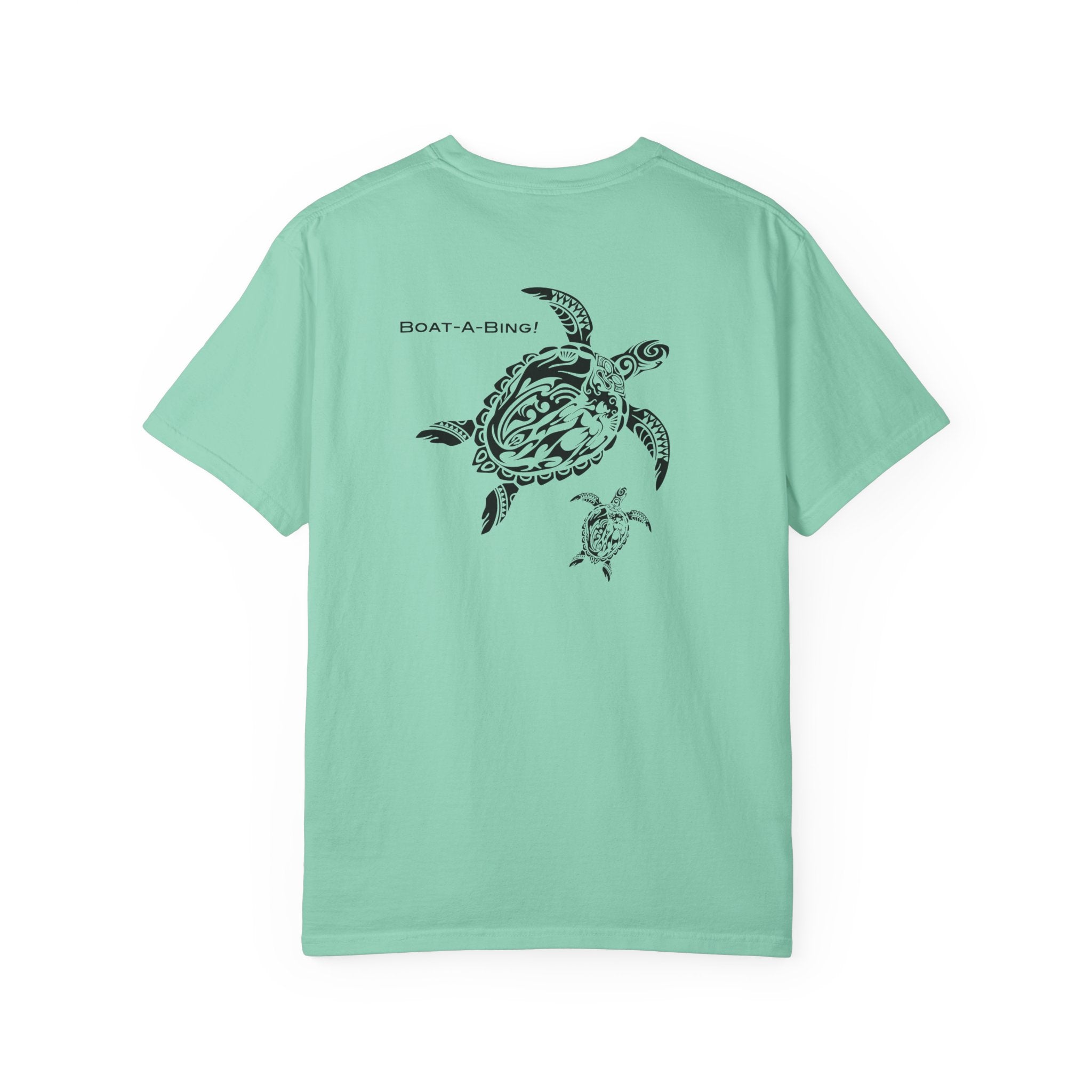 Boat-A-Bing Mama Turtle sea turtle garment-dyed cotton boating tee, back print