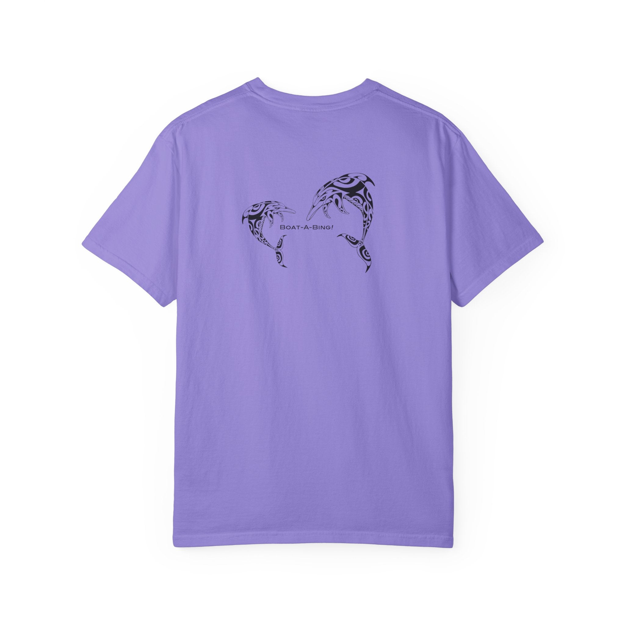 Boat-A-Bing dolphins garment-dyed cotton boating tee, back print