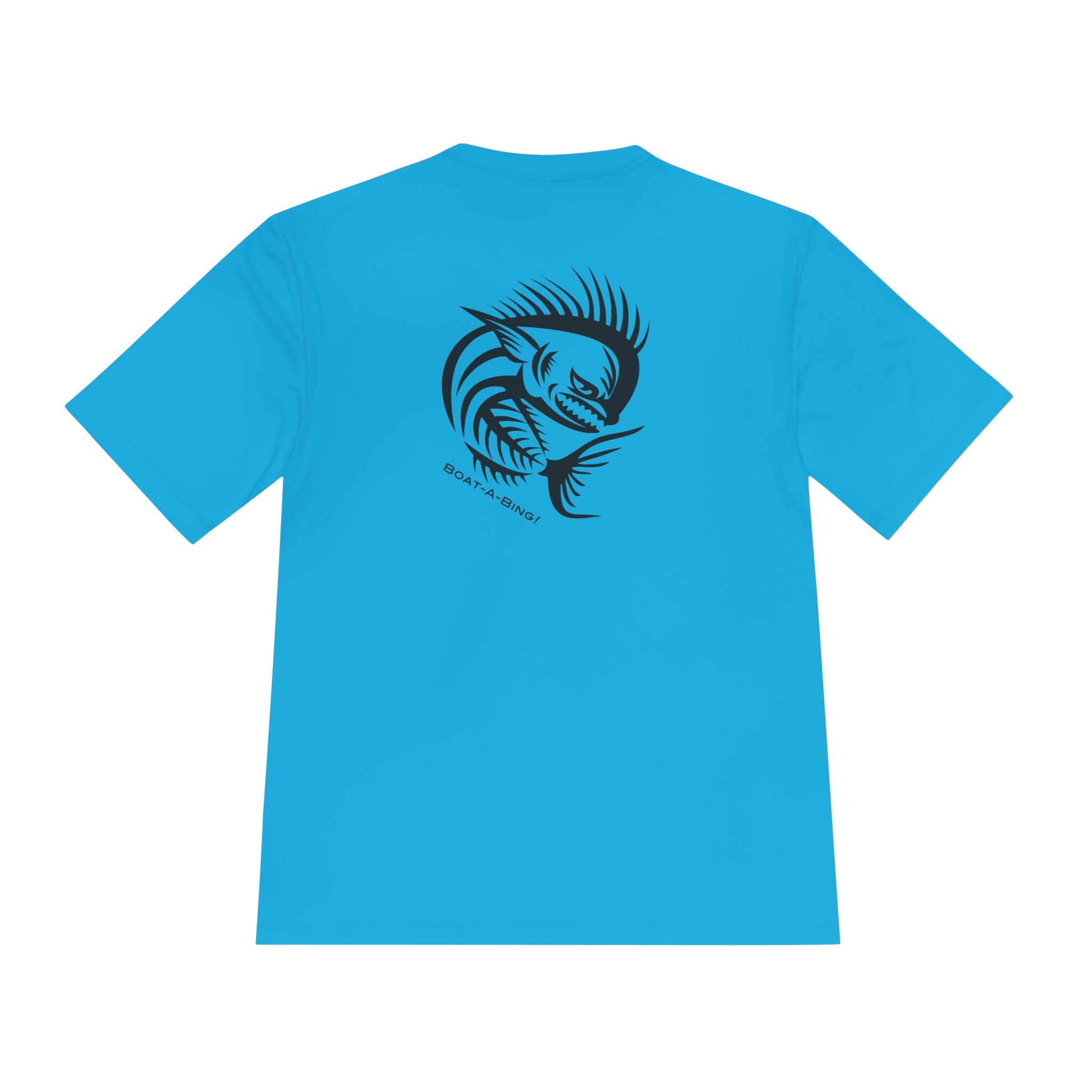 Boat-A-Bing Angry Mahi moisture-wicking performance fishing tee, back print