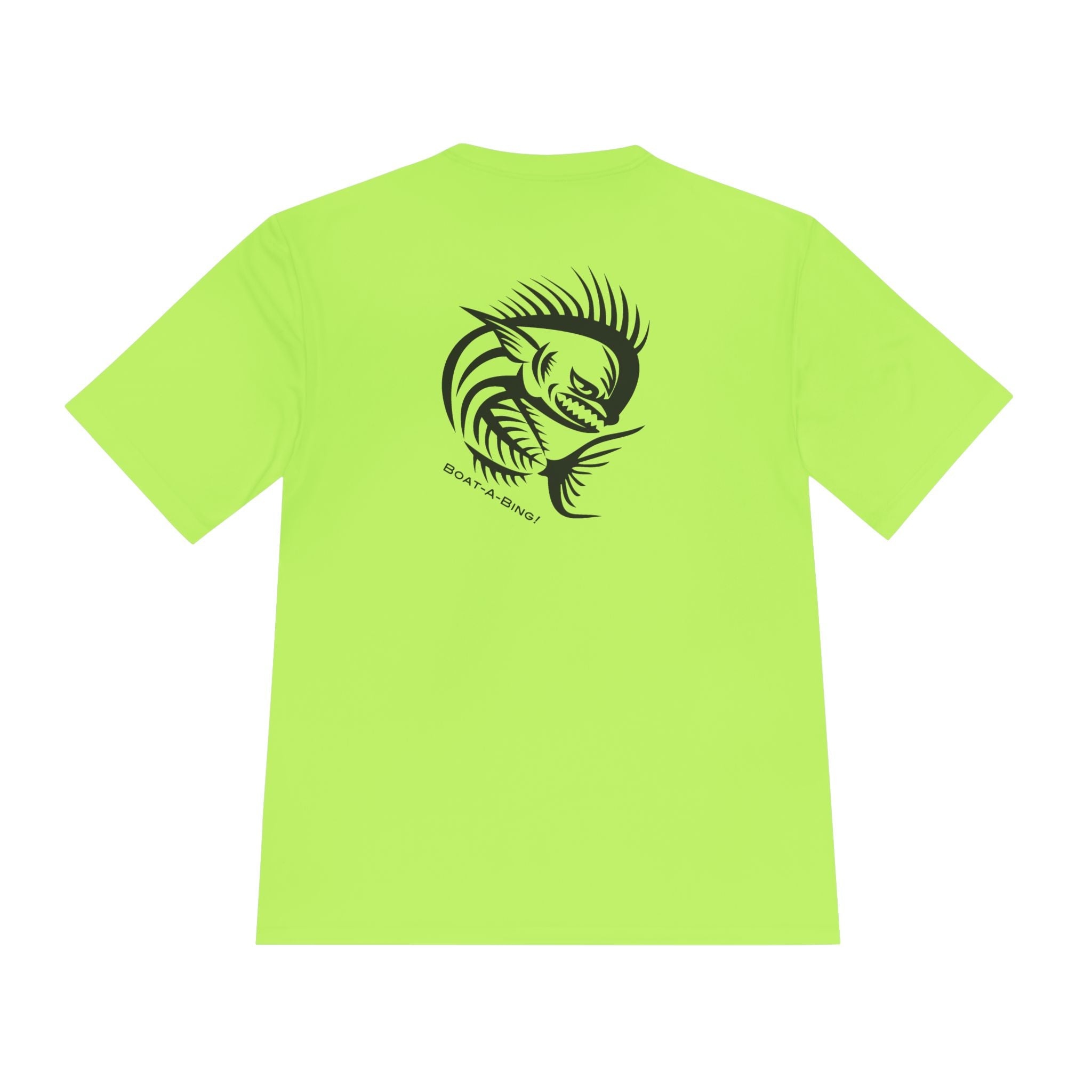 Boat-A-Bing Angry Mahi moisture-wicking performance fishing tee, back print