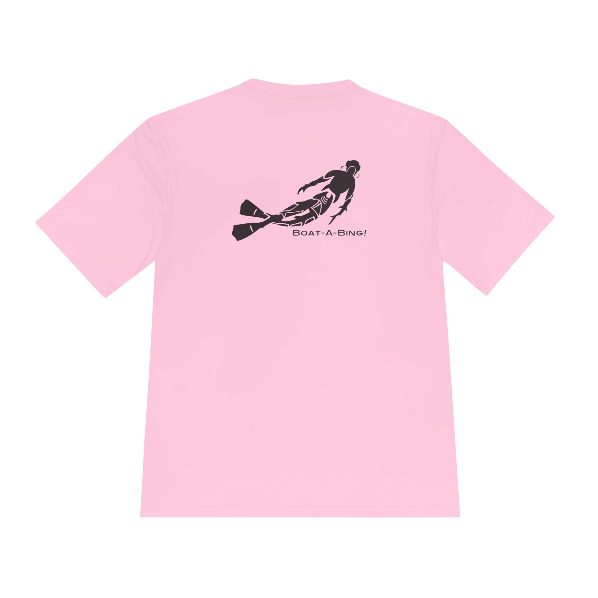 Boat-A-Bing Bottom Time diver moisture-wicking performance boating tee, back print