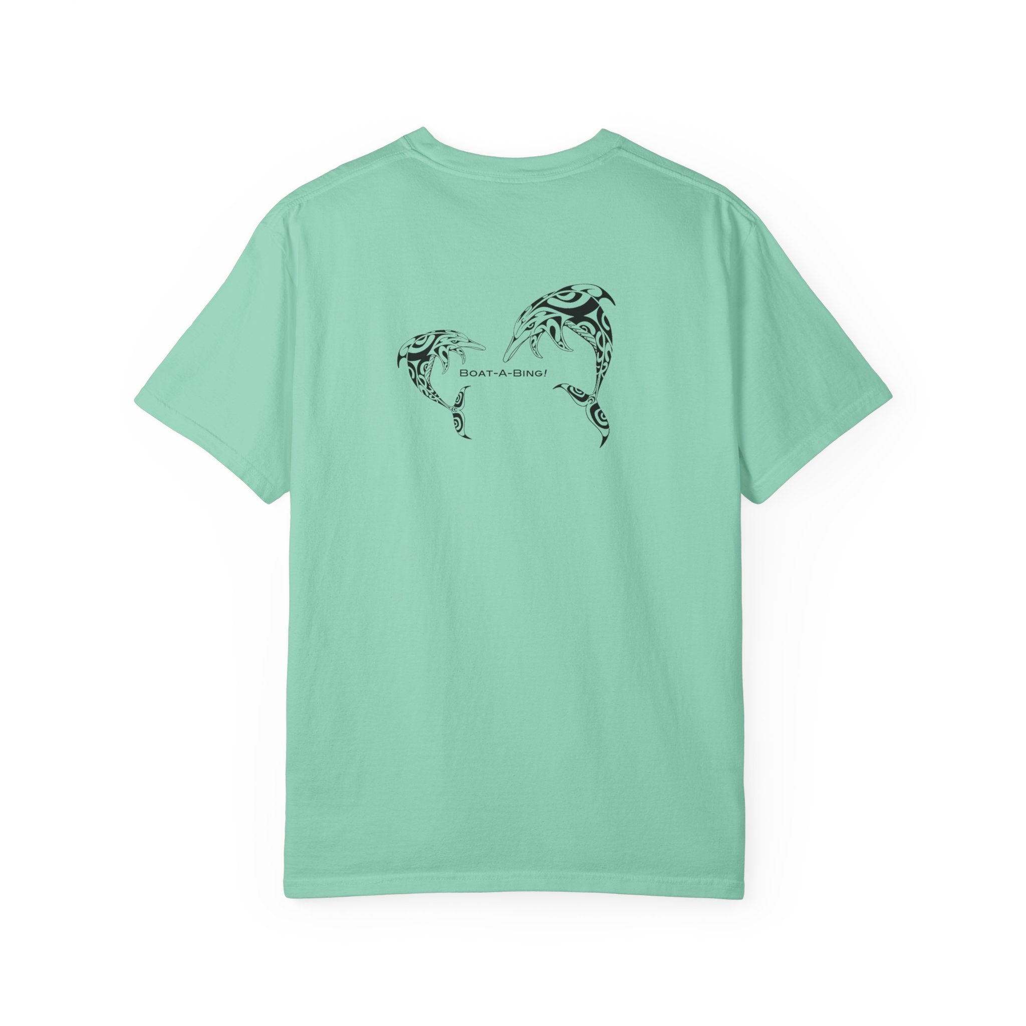 Boat-A-Bing dolphins garment-dyed cotton boating tee, back print