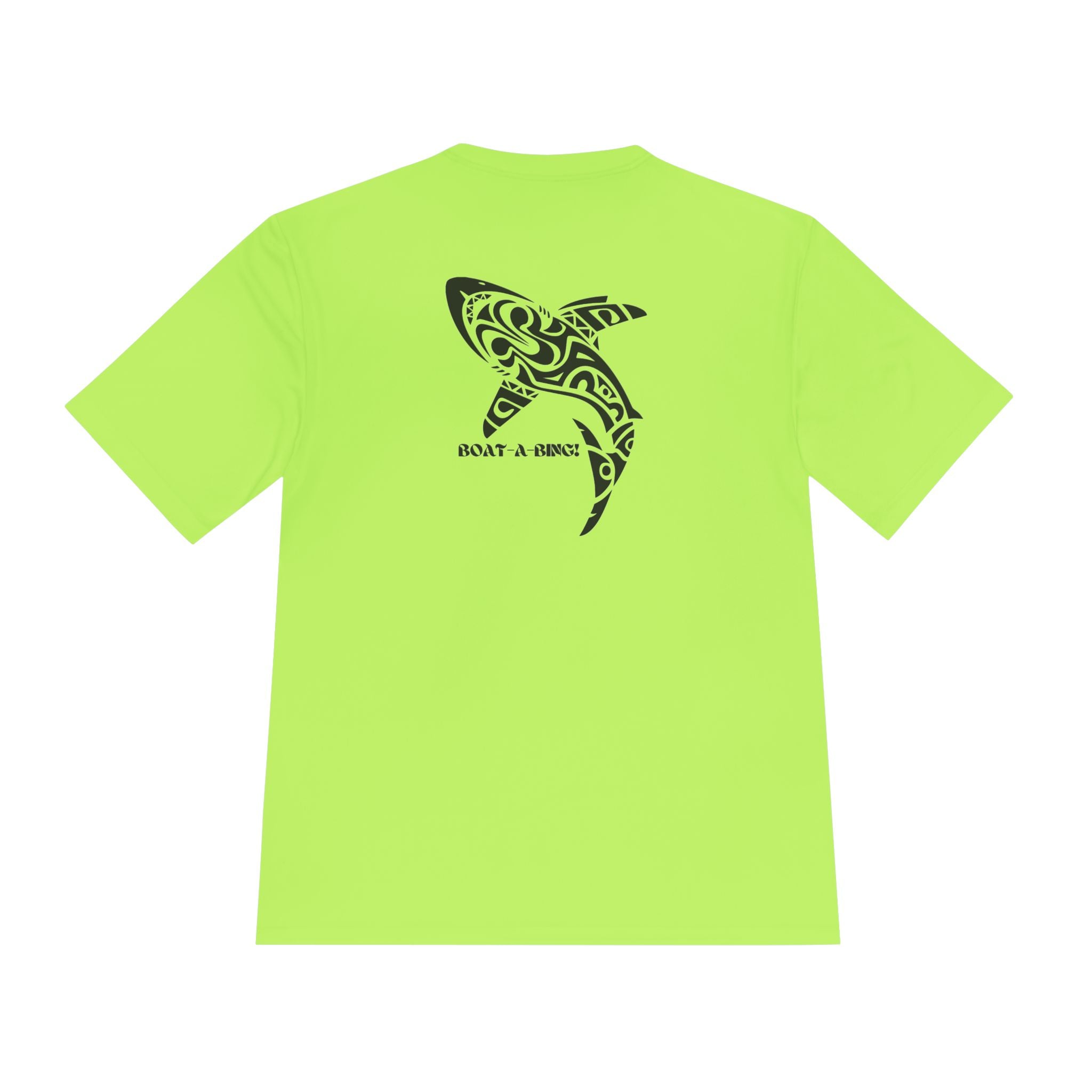 Boat-A-Bing Tiki Shark moisture-wicking performance boating tee, back print