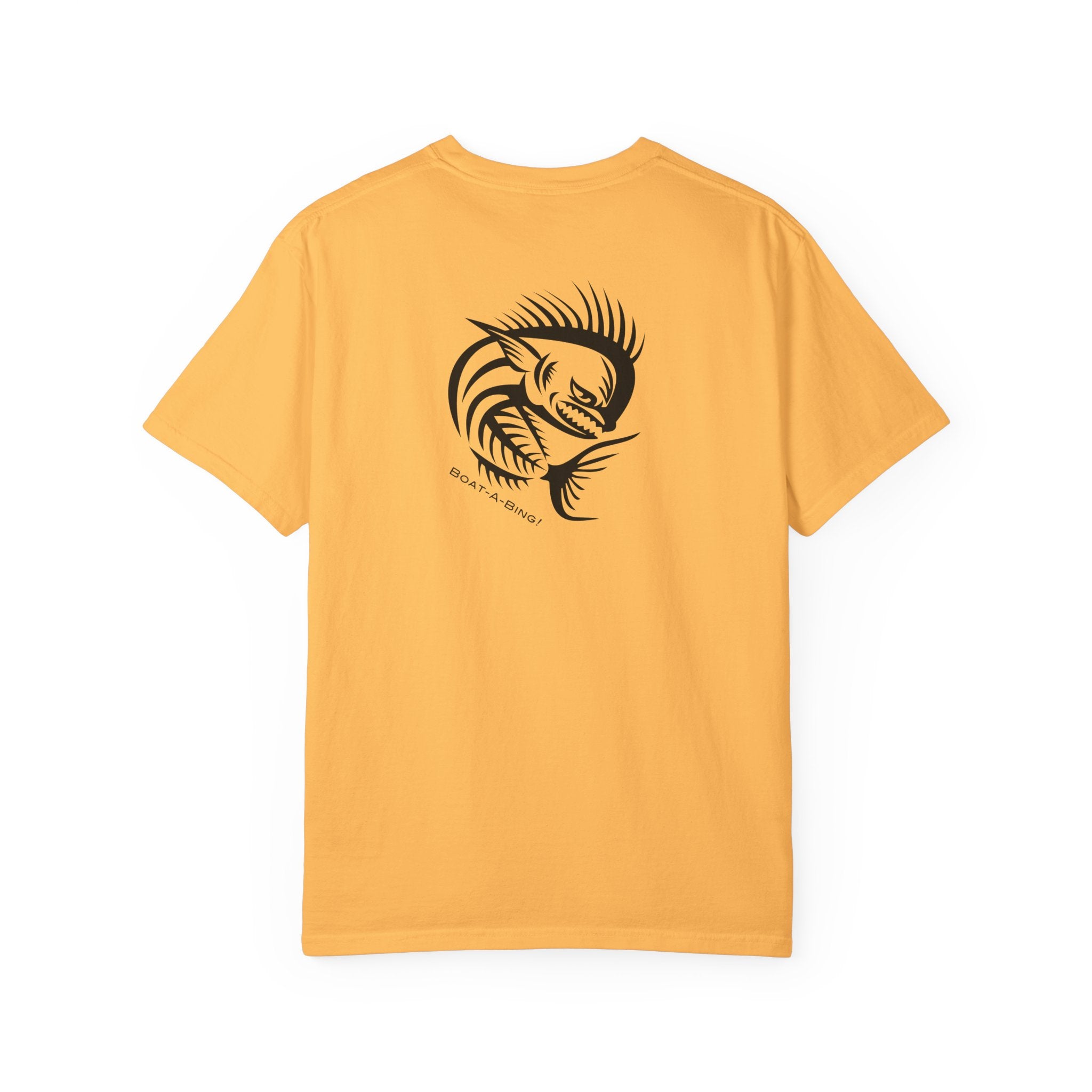 Boat-A-Bing Angry Mahi garment-dyed cotton boating and fishing tee, back print