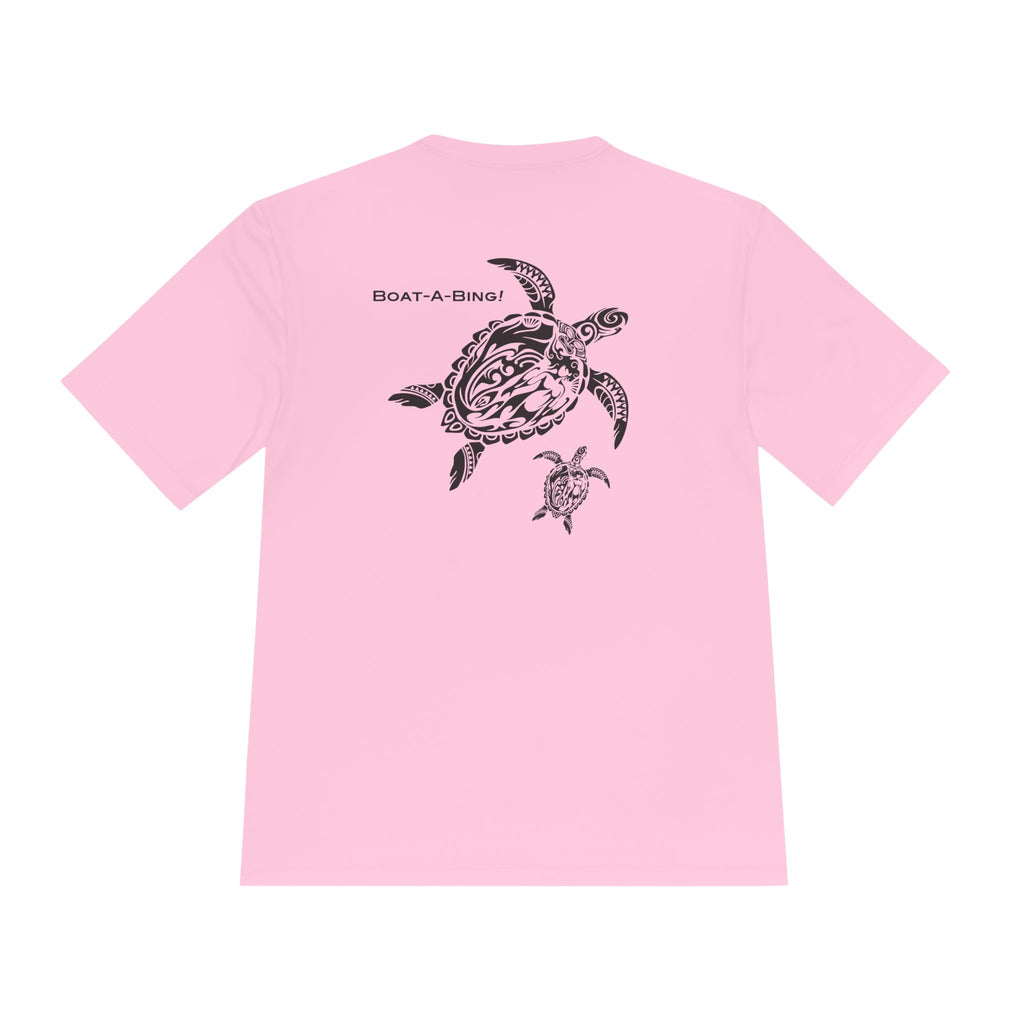 Boat-A-Bing Mama Turtle sea turtle moisture-wicking performance boating tee, back print