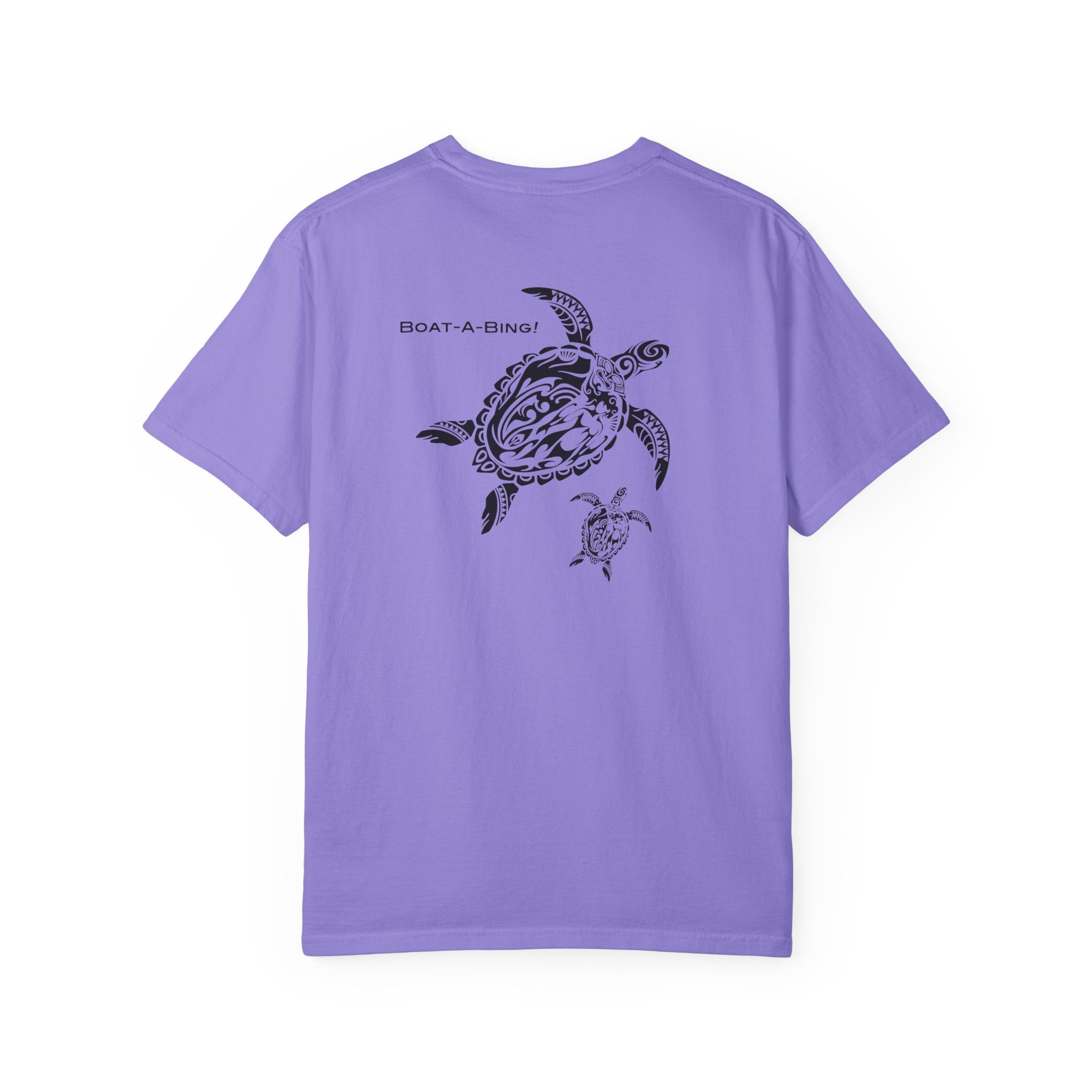 Boat-A-Bing Mama Turtle sea turtle garment-dyed cotton boating tee, back print